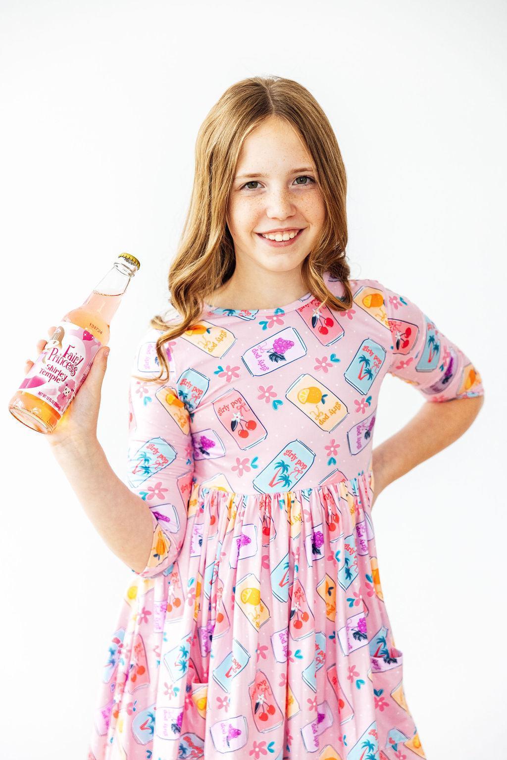 Girly Pop 3/4 Sleeve Pocket Twirl Dress - Bexa Boutique