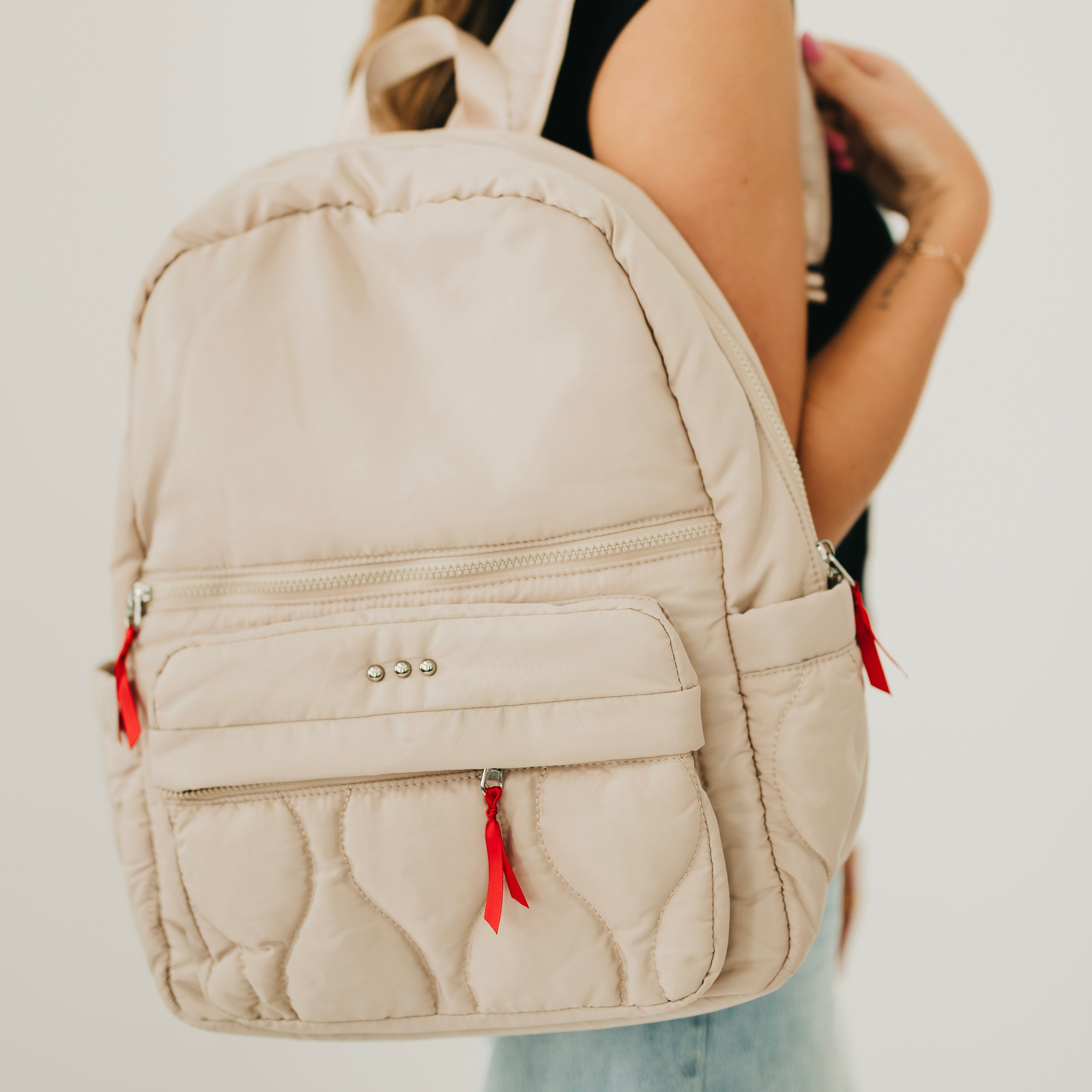 Go-To Organized Puffer Nylon Backpack - Black - Bexa Boutique