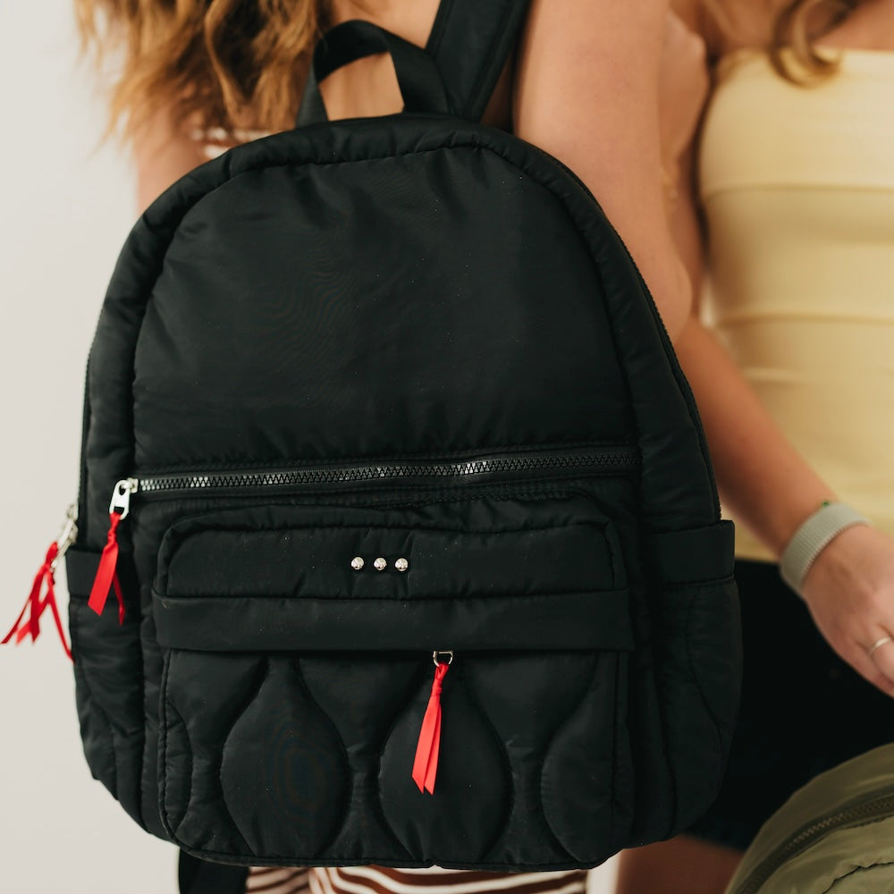 Go-To Organized Puffer Nylon Backpack - Black - Bexa Boutique