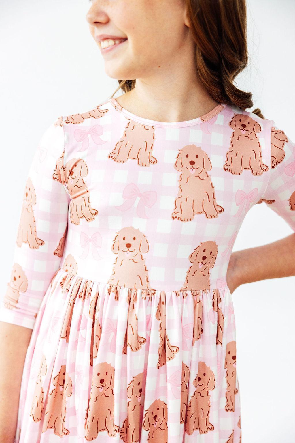 Goldendoodle 3/4 Sleeve Pocket Twirl Dress - Bexa Boutique