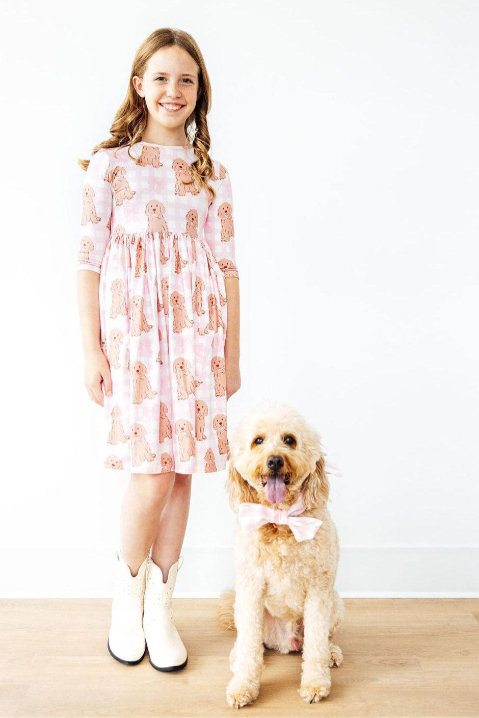 Goldendoodle 3/4 Sleeve Pocket Twirl Dress - Bexa Boutique
