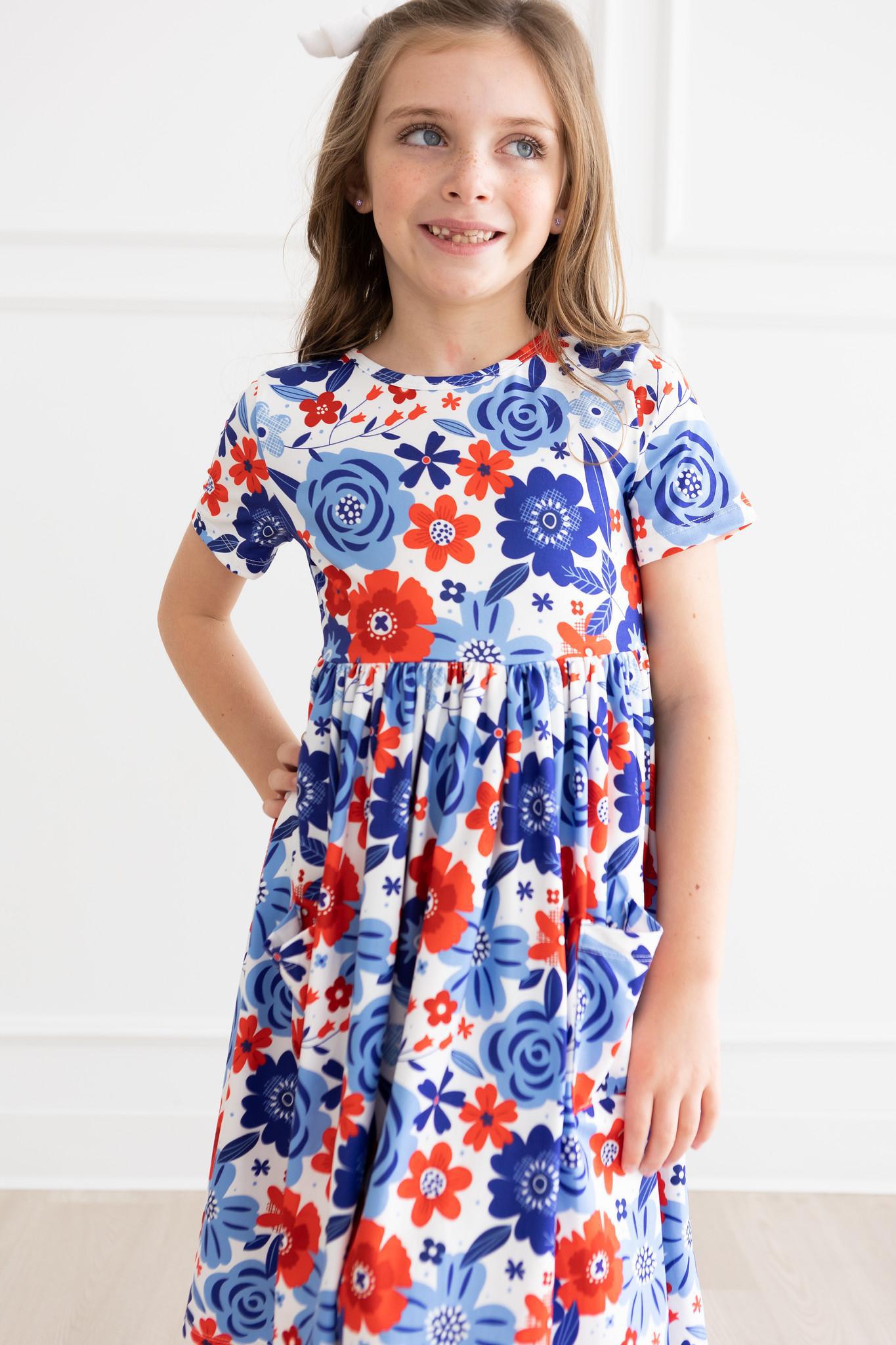 SALE Happy 4th Floral Floral S/S Pocket Twirl Dress - Bexa Boutique