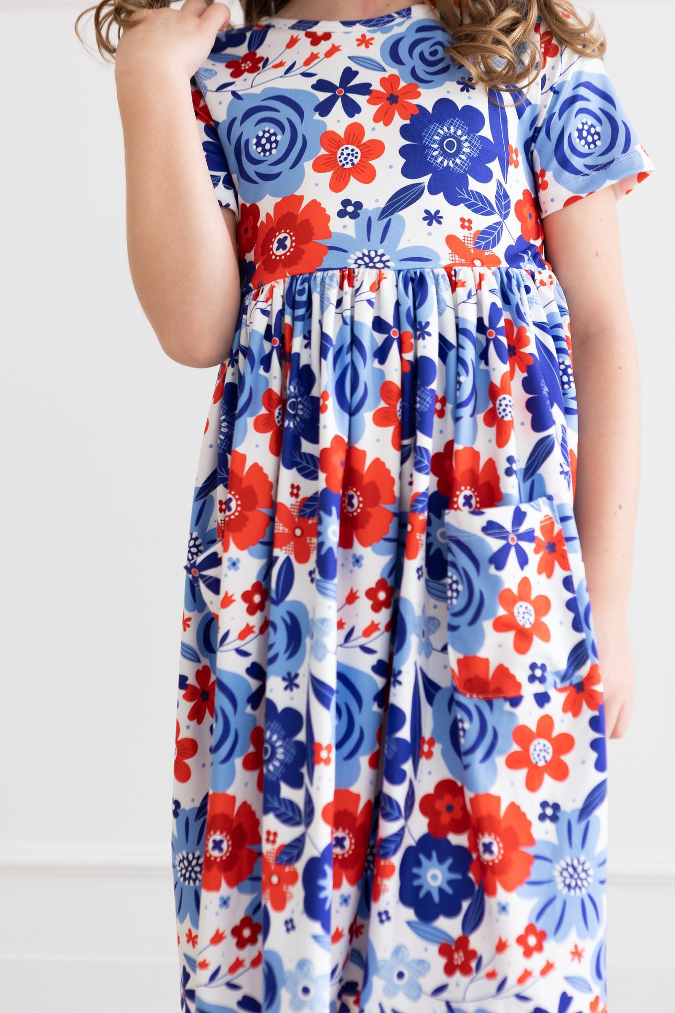 SALE Happy 4th Floral Floral S/S Pocket Twirl Dress - Bexa Boutique