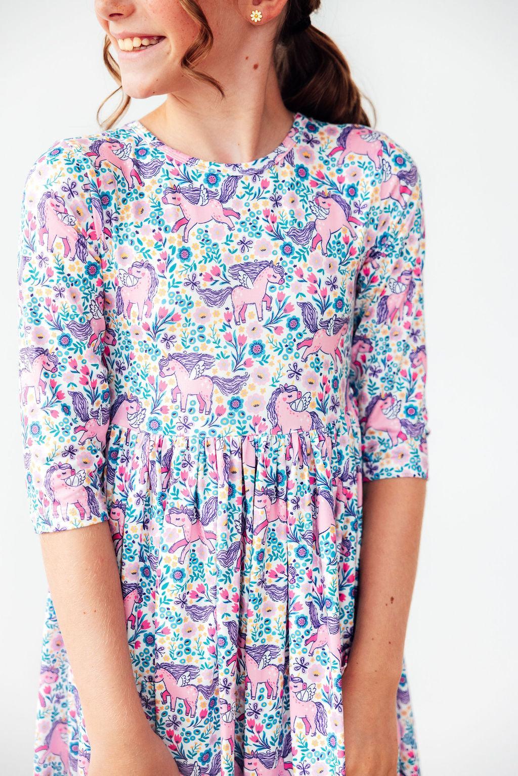 Head in the Clouds 3/4 Sleeve Pocket Twirl Dress - Bexa Boutique