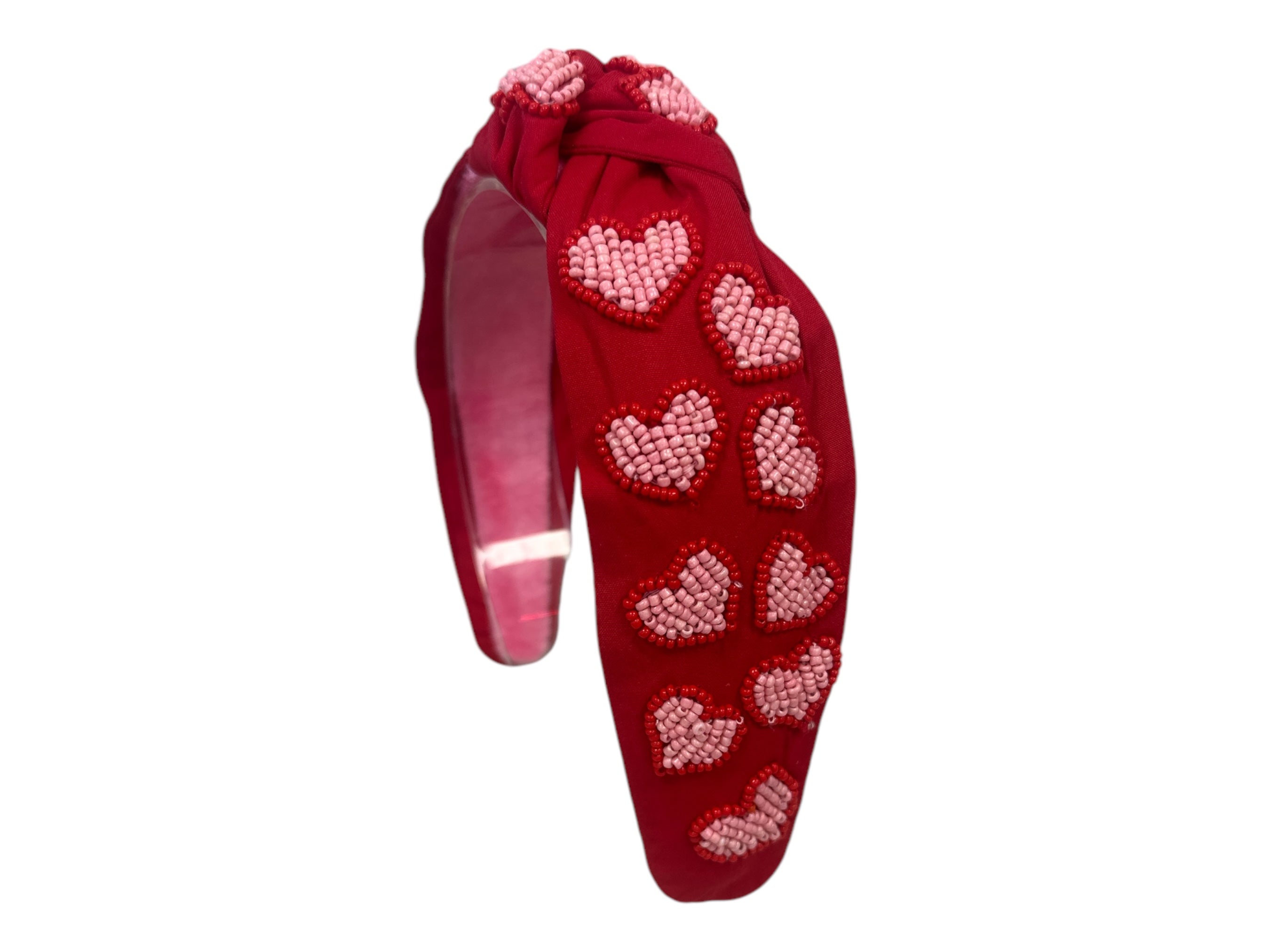 Headband Knot - Red with Pink Hearts - Bexa Boutique
