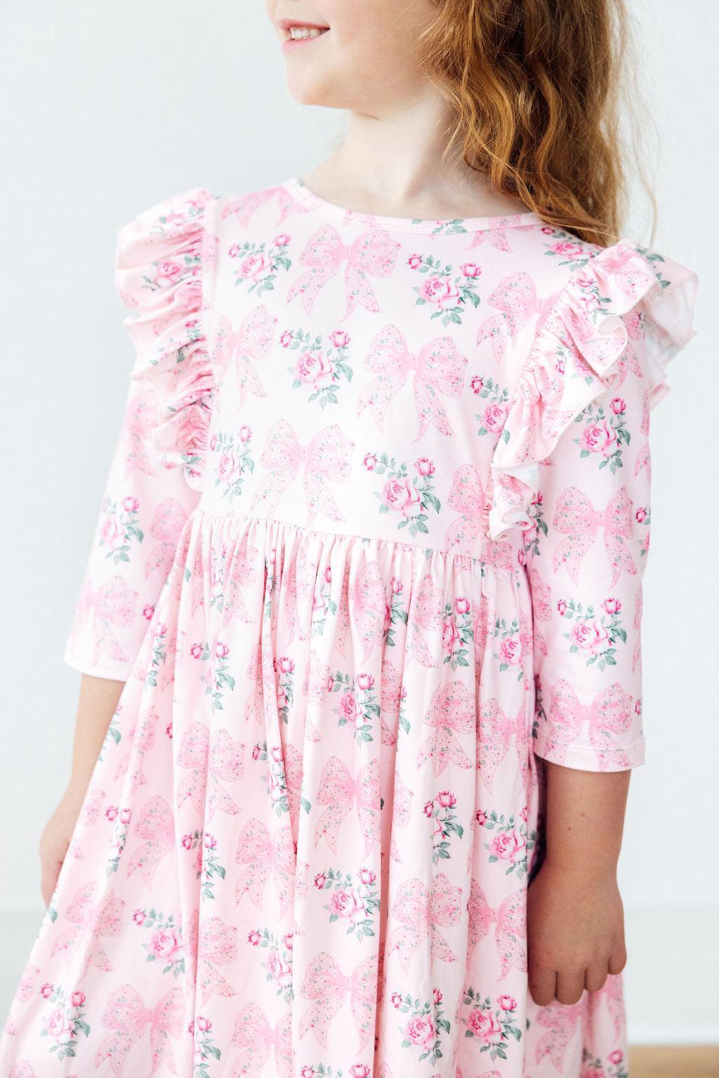 Heirloom Garden 3/4 Sleeve Ruffle Twirl Dress - Bexa Boutique