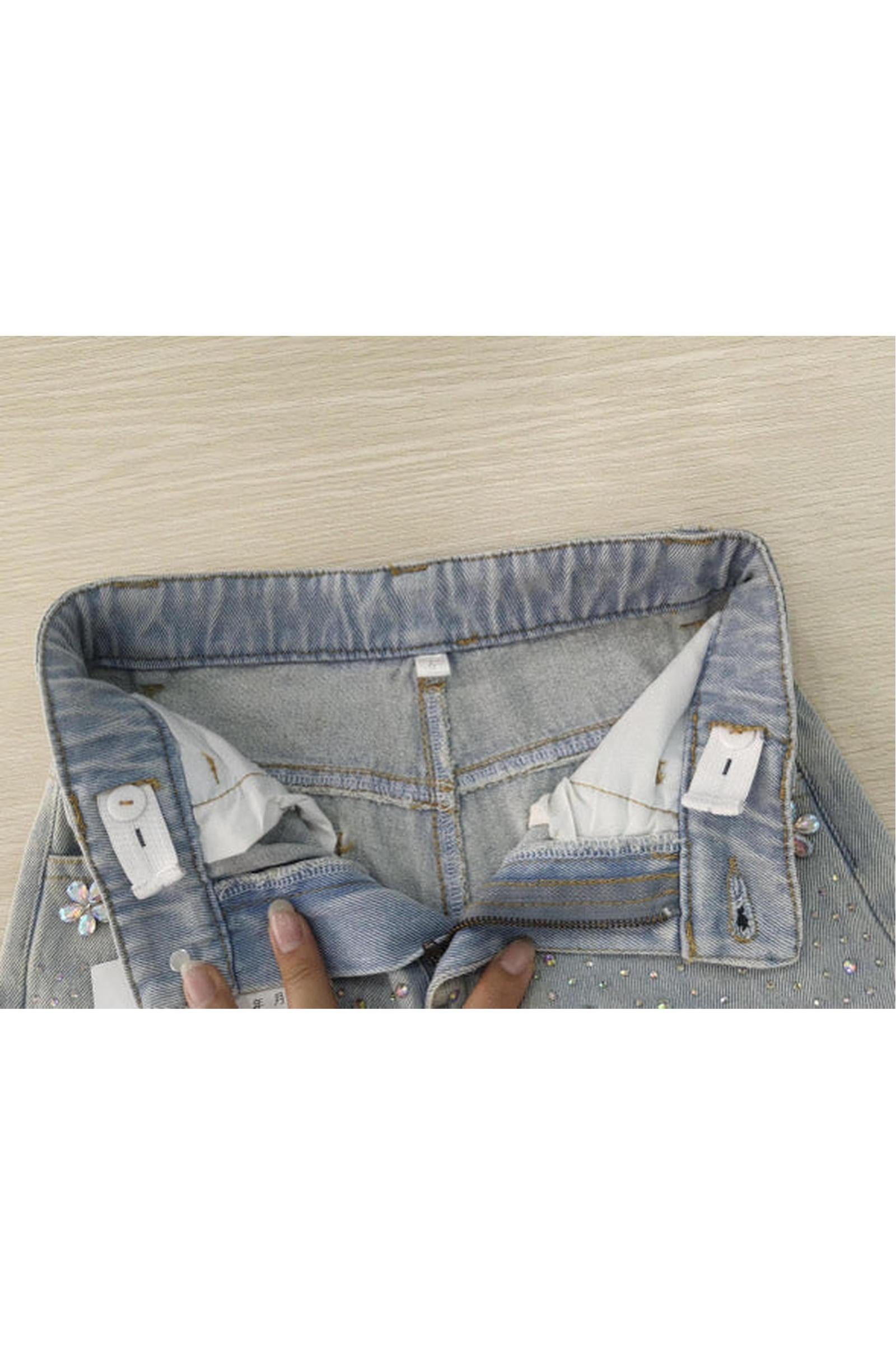 Wide Leg Gem Embellished Jeans