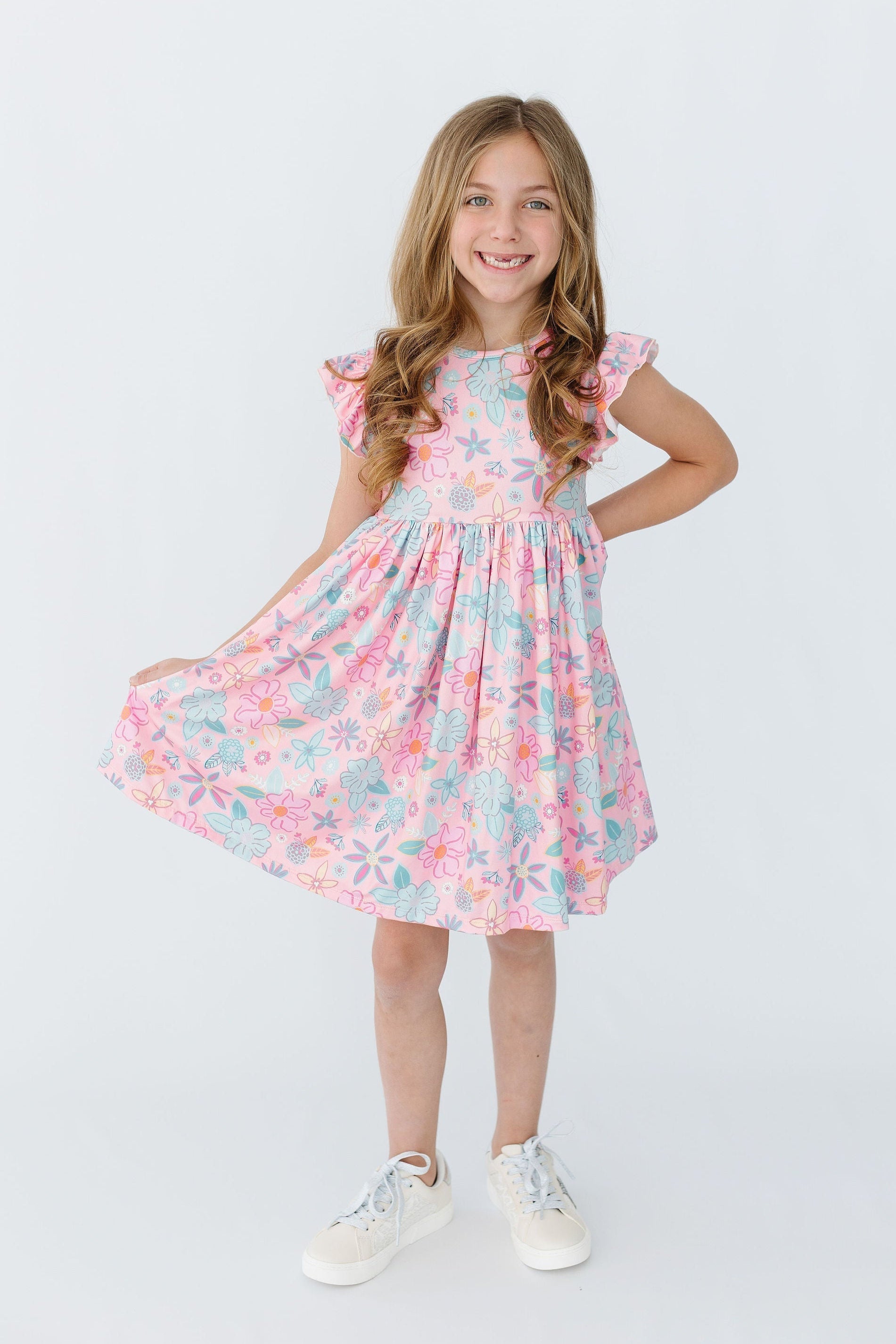 Beachy Blooms Flutter Sleeve Twirl Dress - Bexa Boutique