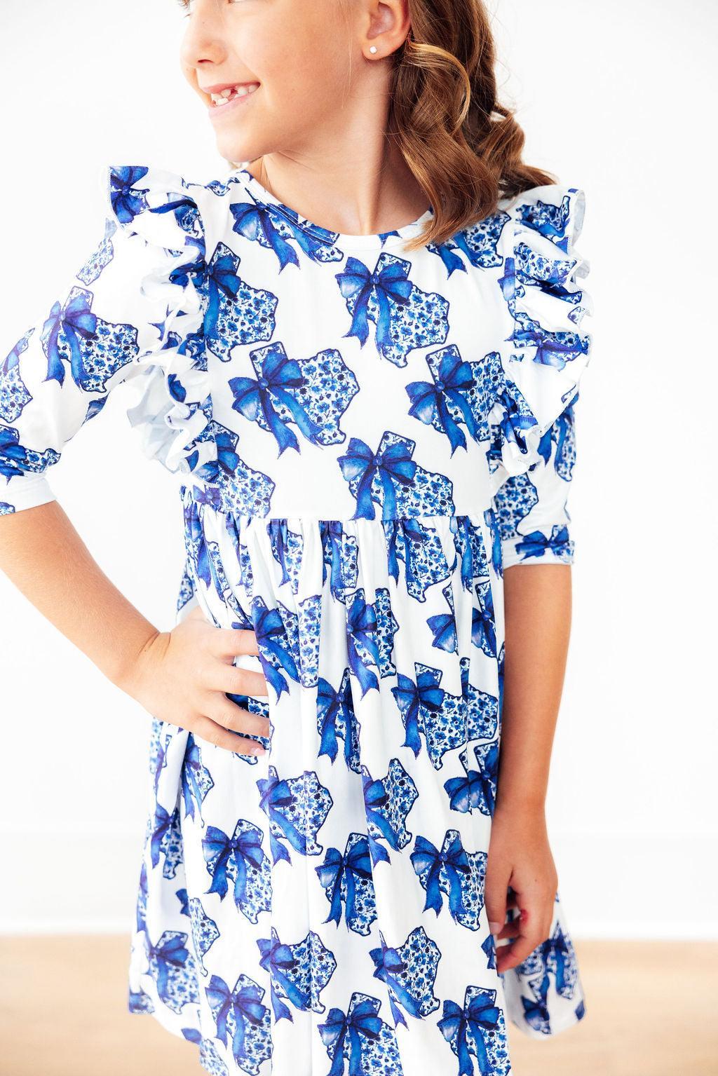 Lone Star 3/4 Sleeve Ruffle Twirl Dress - Bexa Boutique