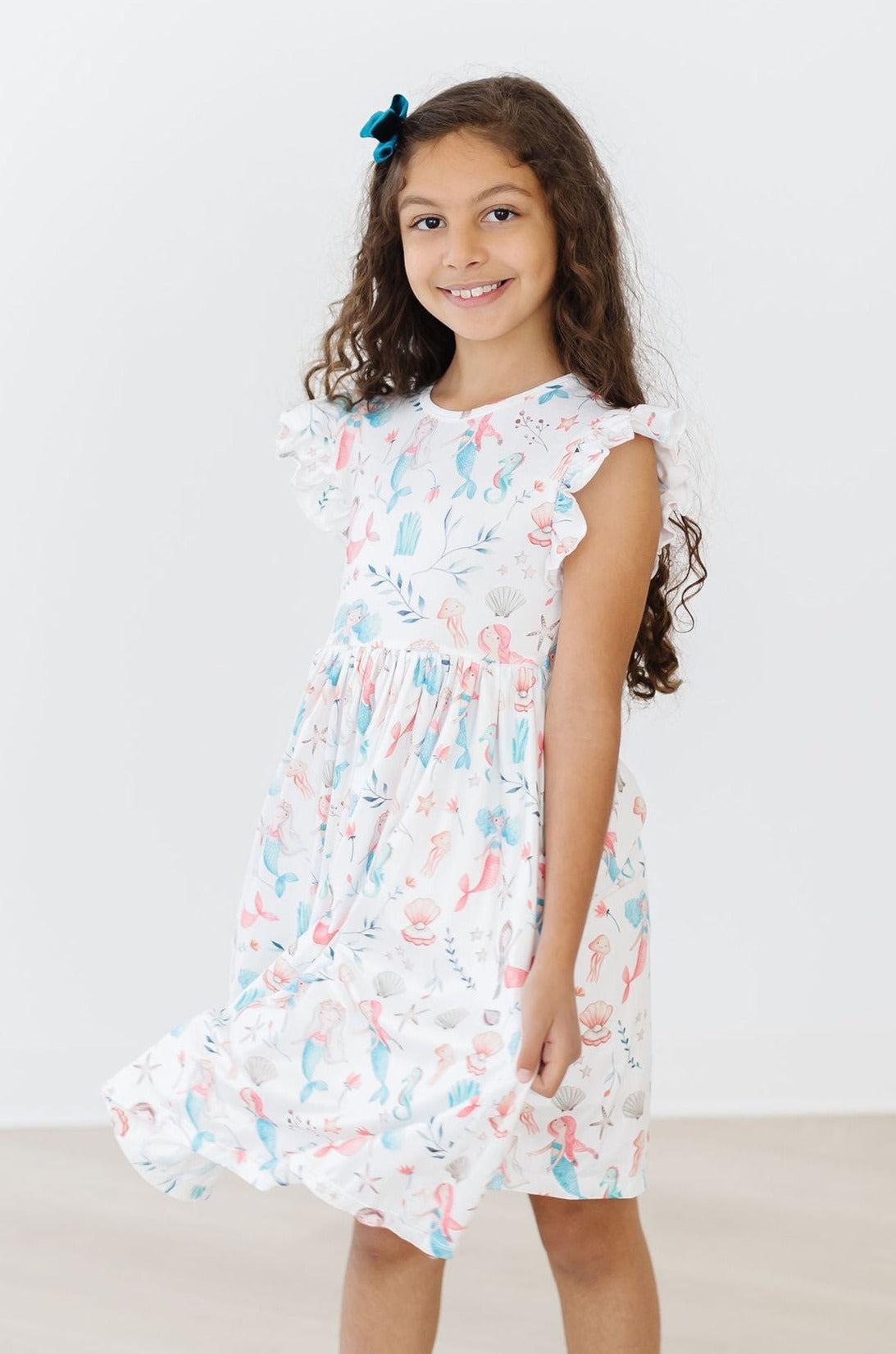 Mermaid Friends Flutter Sleeve Twirl Dress - Bexa Boutique