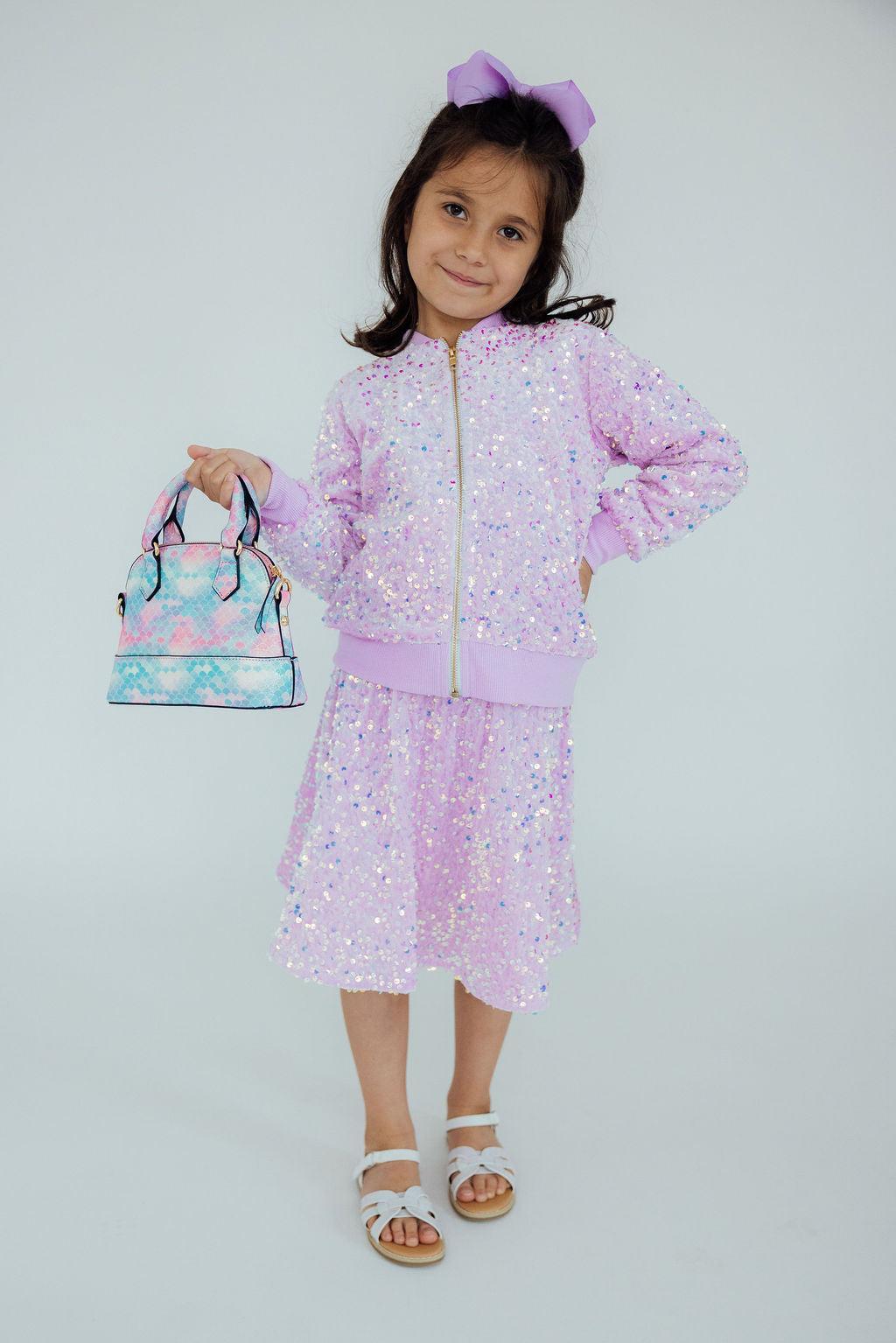 Lilac Velvet Sequin Twirl Skort - Bexa Boutique