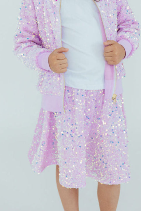 Lilac Velvet Sequin Twirl Skort - Bexa Boutique