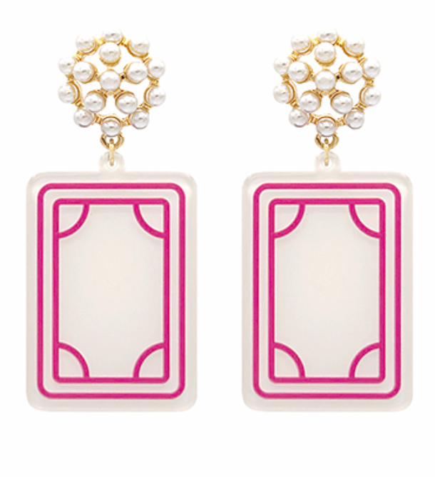 Mahjong Earrings - Soaps/White Dragon - Bexa Boutique