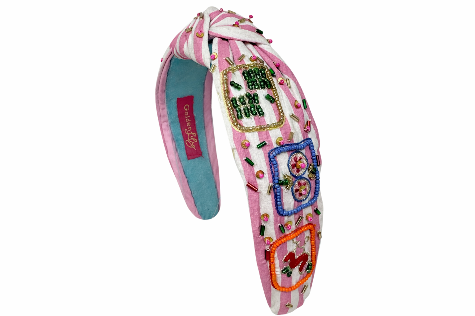 Headband Knot - Mahjong Stripe - Pink - Bexa Boutique