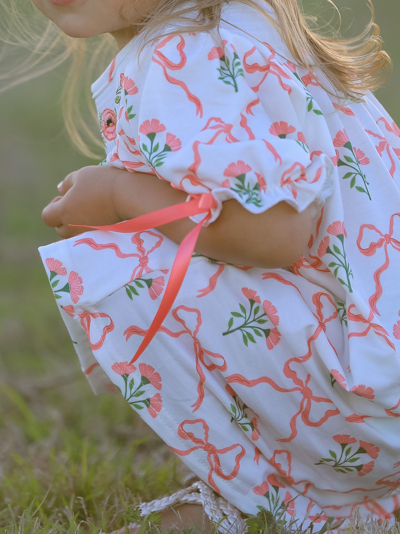 Spring Floral Smocking Embroidery Bow Girls Dress - Bexa Boutique