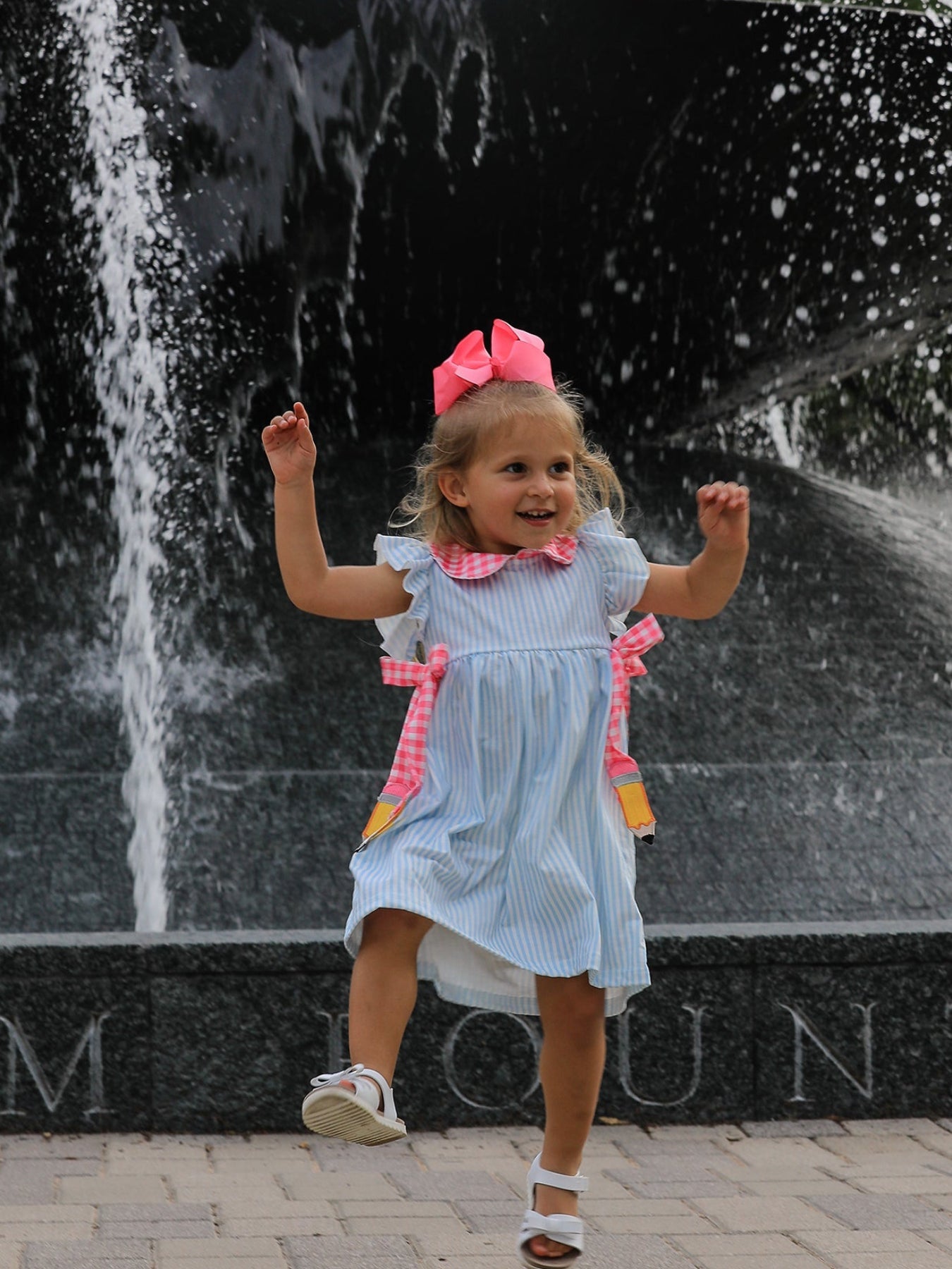 Back To School Girls Striped lapels Bow Dress - Bexa Boutique