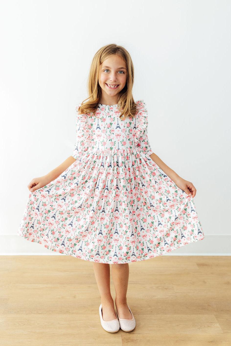 Mila in Paris 3/4 Sleeve Ruffle Twirl Dress - Bexa Boutique