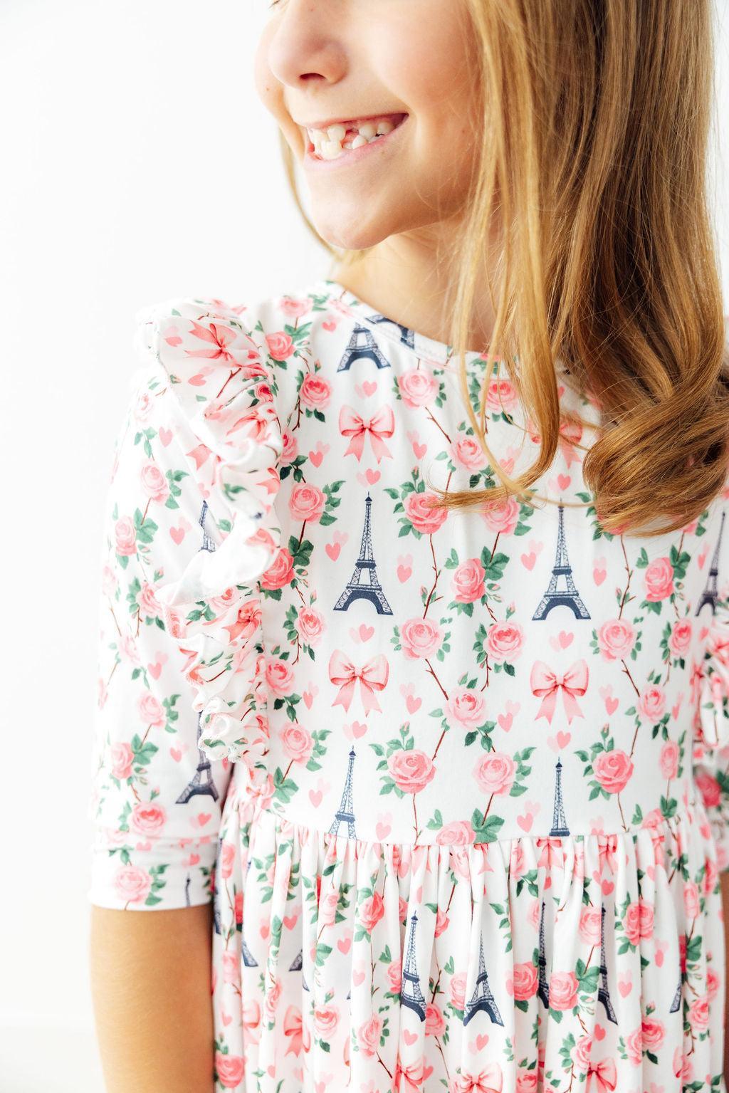 Mila in Paris 3/4 Sleeve Ruffle Twirl Dress - Bexa Boutique