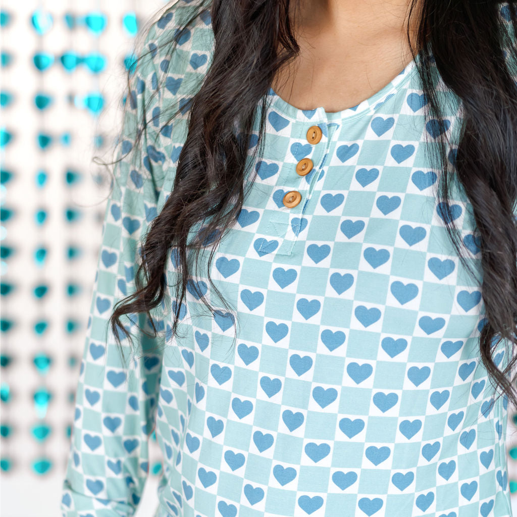 WOMEN'S PAJAMA SET- Blue Hearts - Bexa Boutique