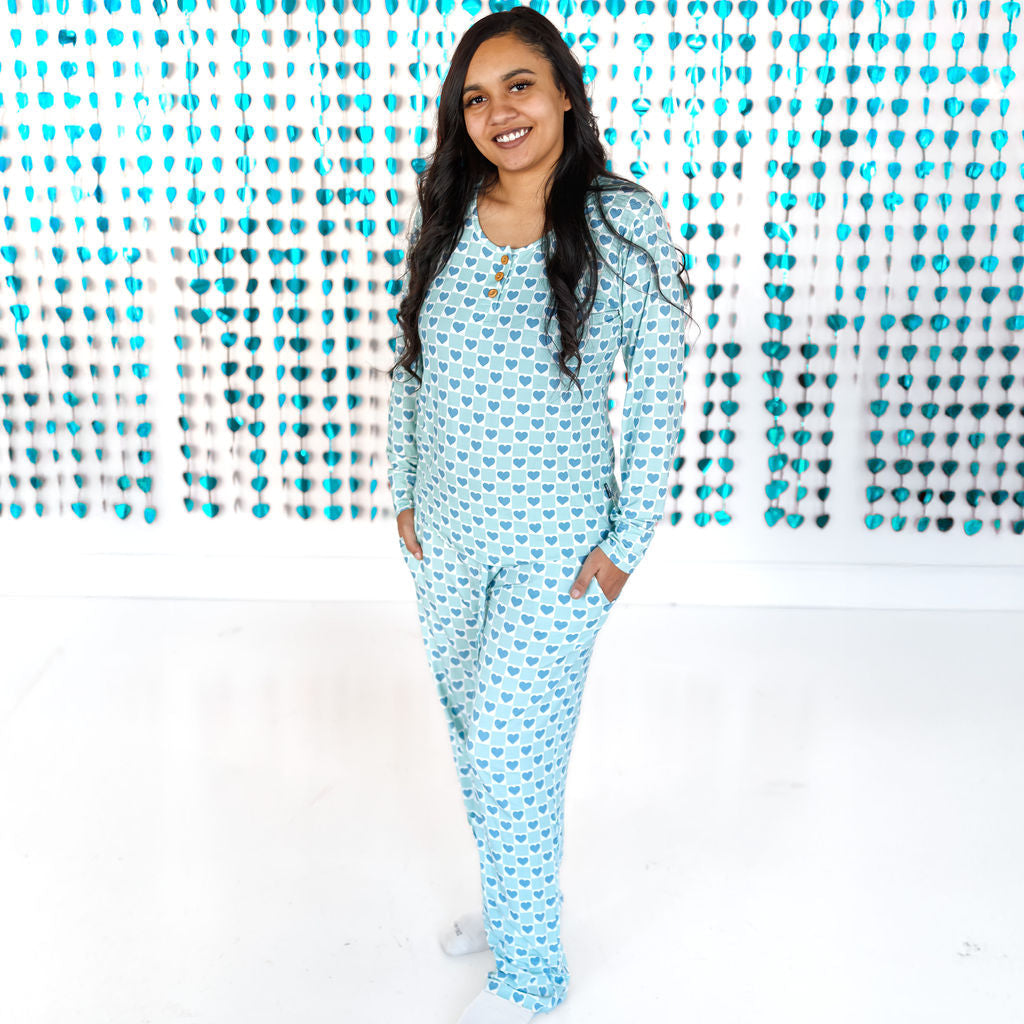 WOMEN'S PAJAMA SET- Blue Hearts - Bexa Boutique