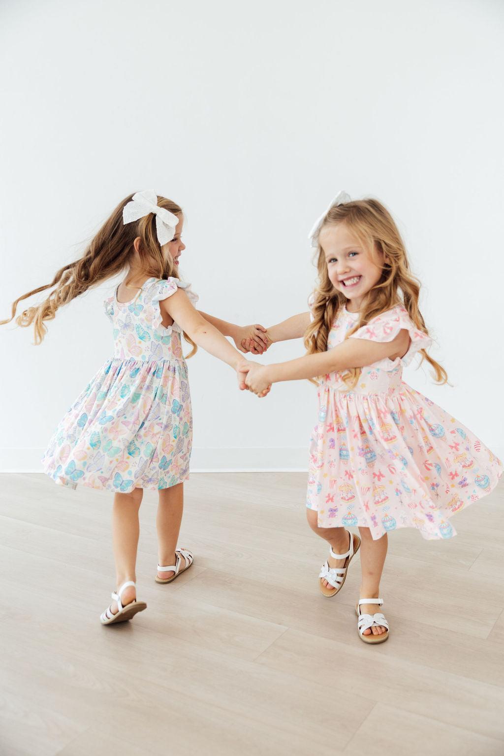 Off to the Circus Flutter Sleeve Twirl Dress - Bexa Boutique