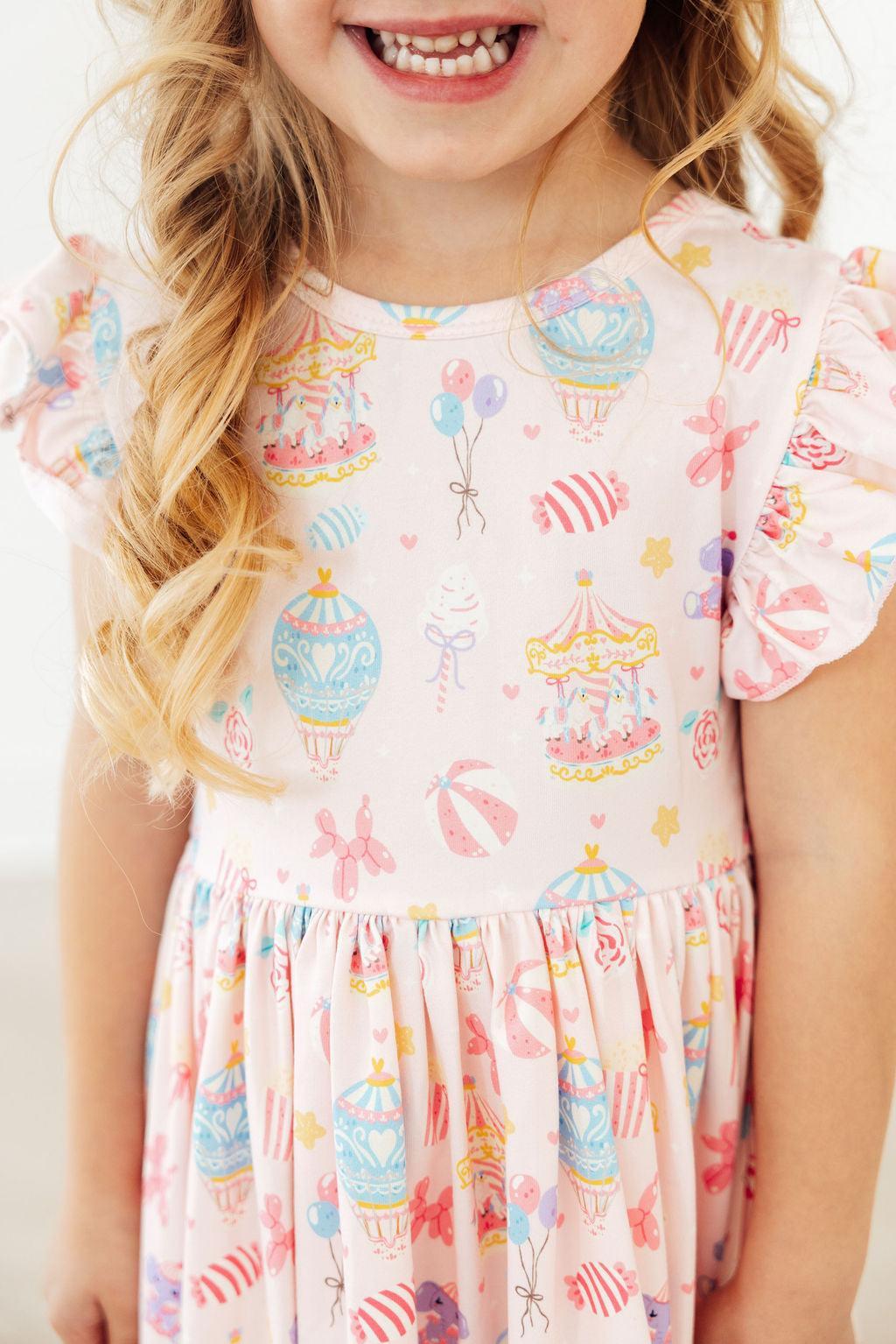 Off to the Circus Flutter Sleeve Twirl Dress - Bexa Boutique