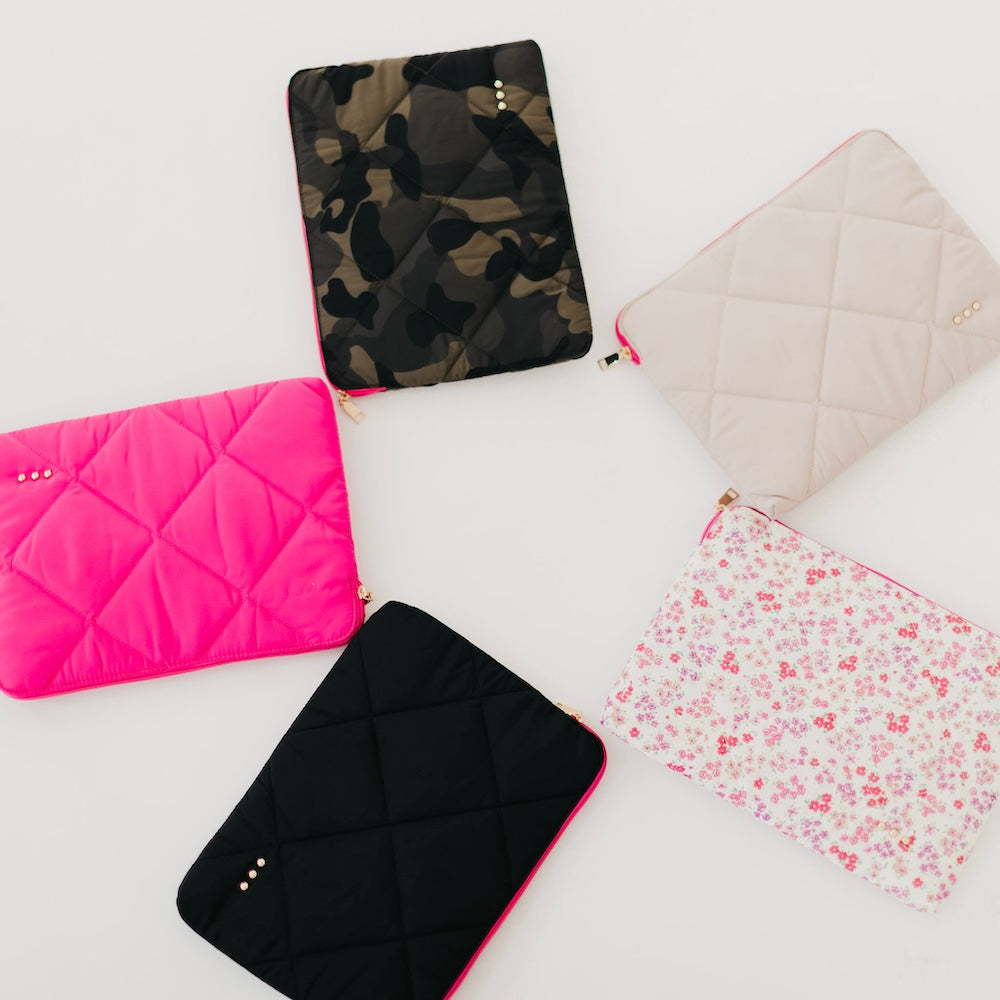 Palmer Puffer Laptop Sleeve - Black - Bexa Boutique