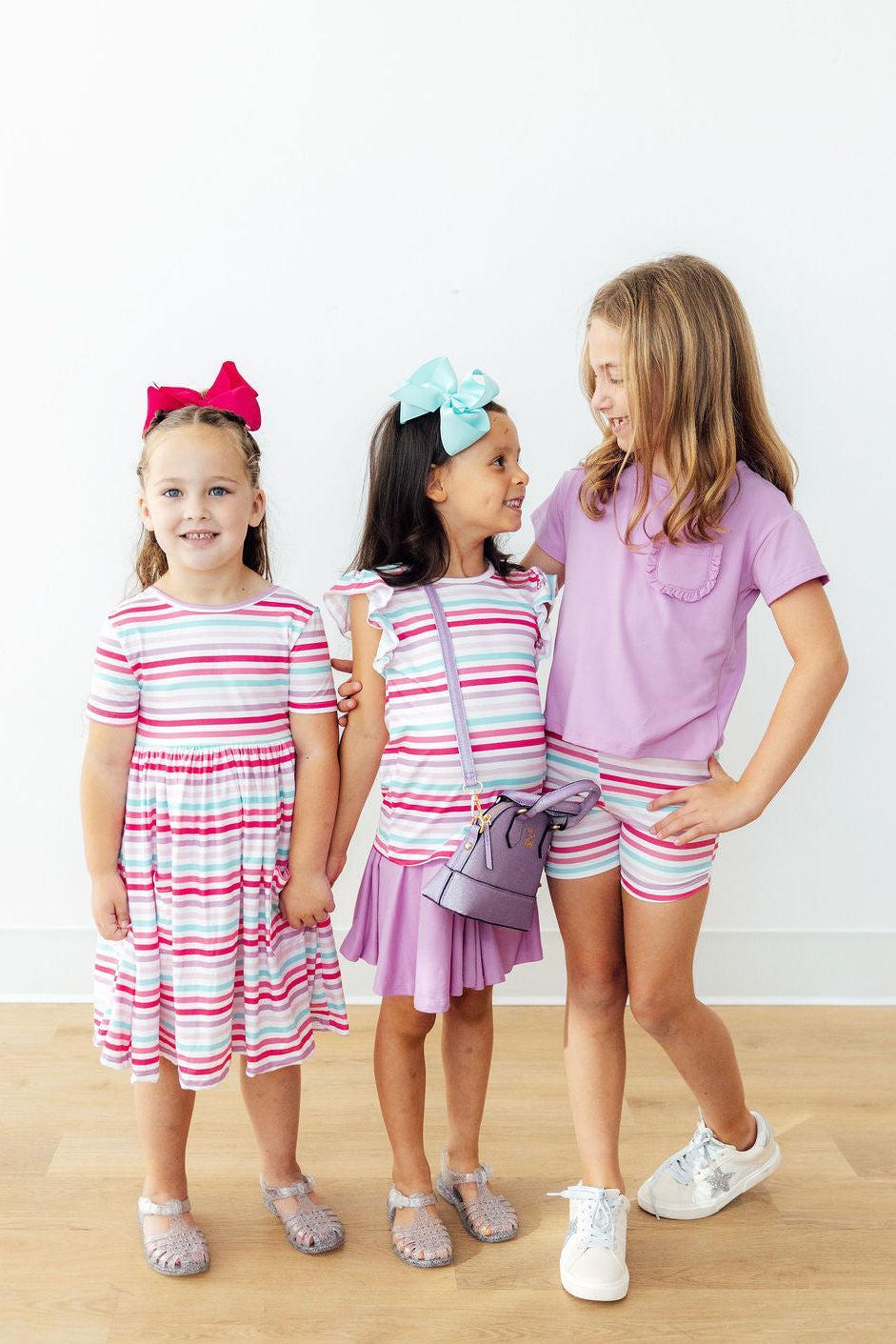 Pastel Stripes Twirl Shorts - Bexa Boutique