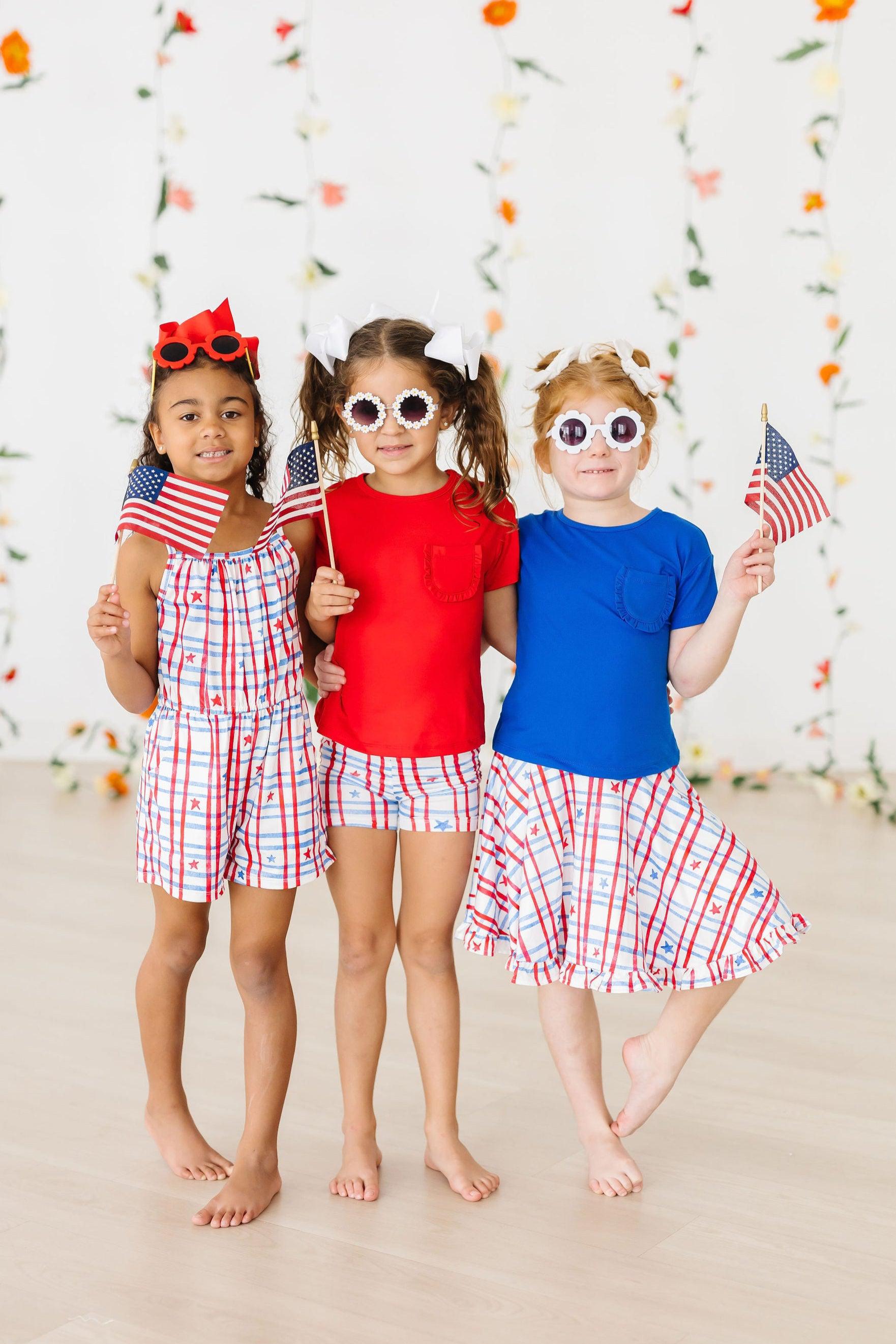 Patriotic Plaid Twirl Shorts - Bexa Boutique