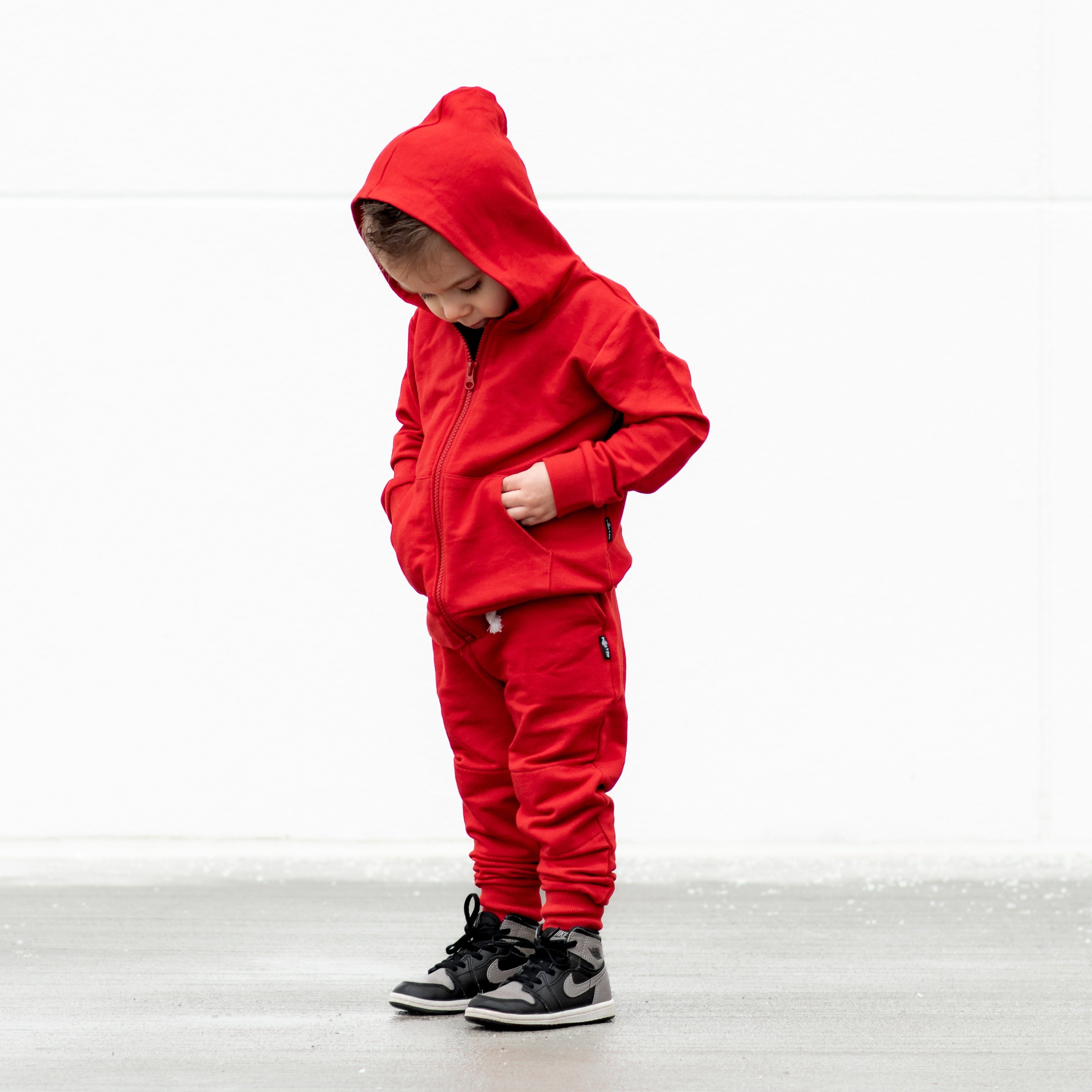 ZIP HOODIE- Red Bamboo French Terry - Bexa Boutique