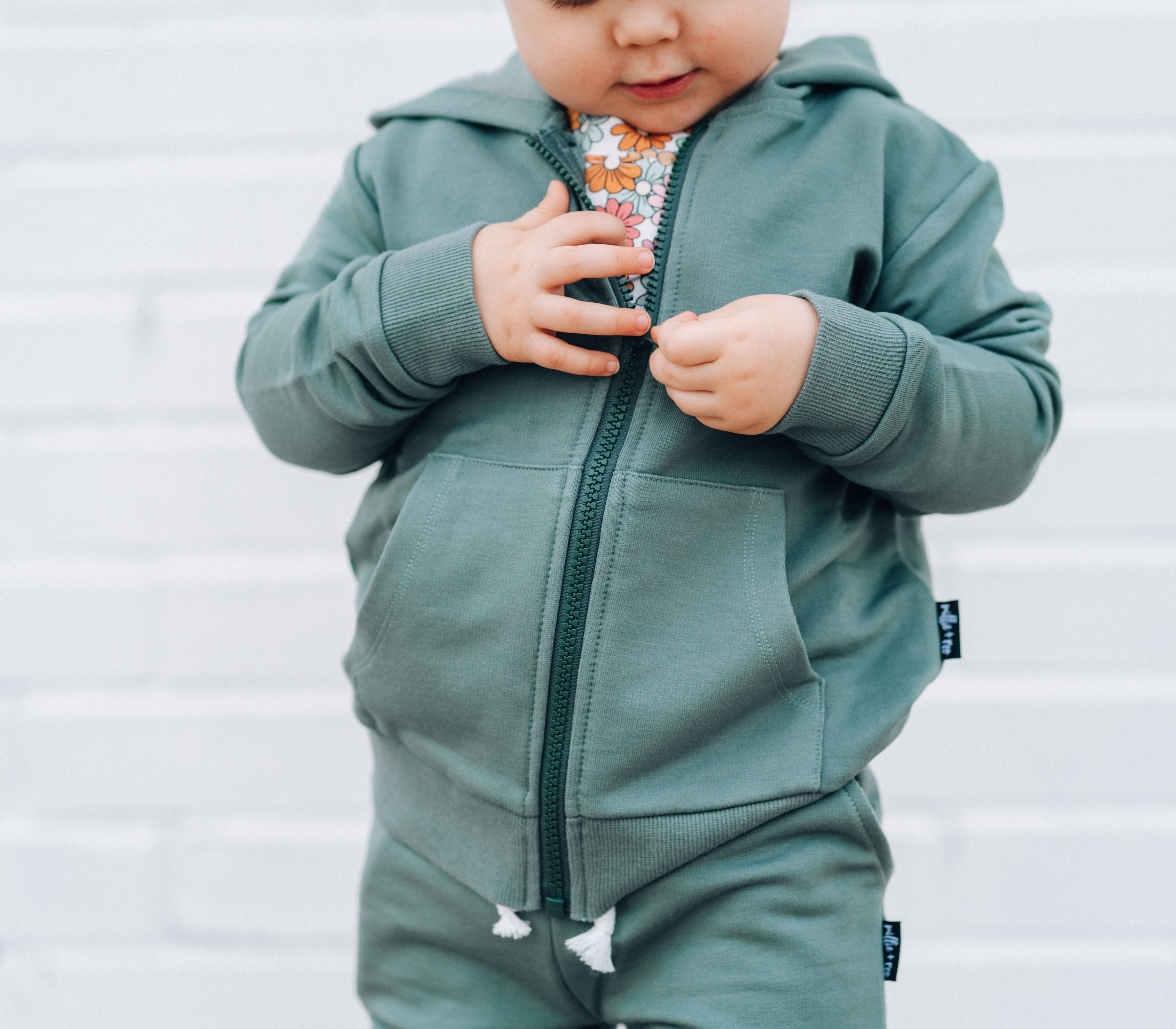 ZIP HOODIE- Slate Bamboo French Terry - Bexa Boutique