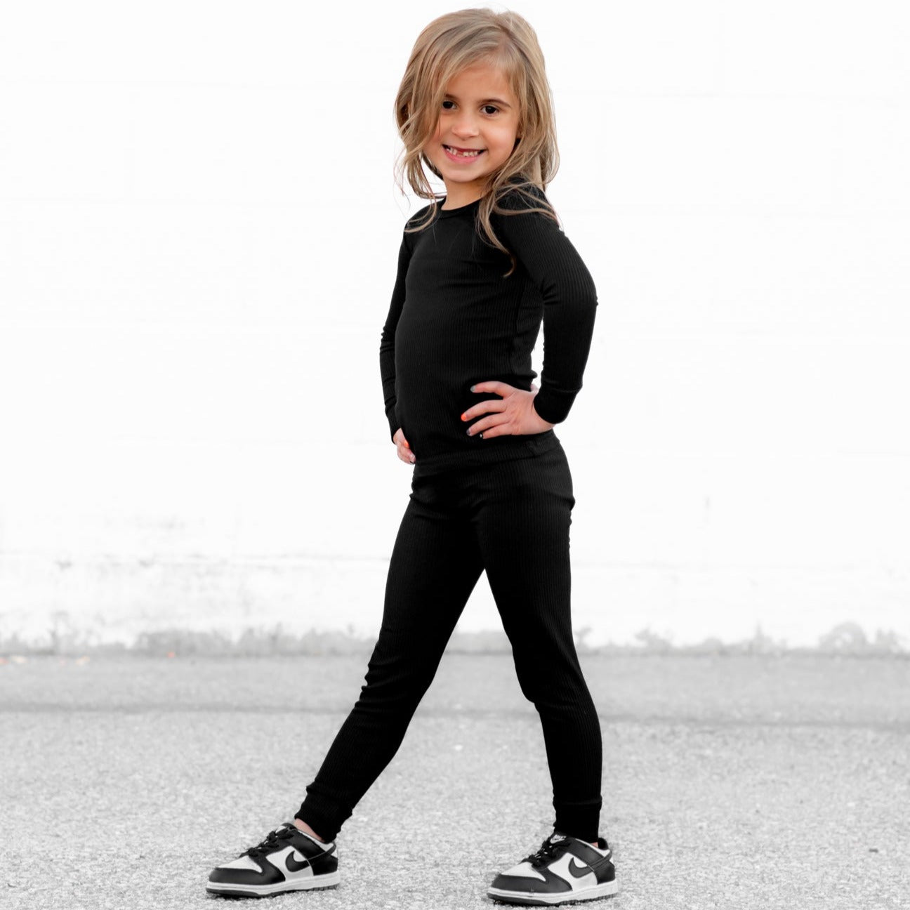 LONG SLEEVE 2 PIECE SETS- Midnight Ribbed - Bexa Boutique
