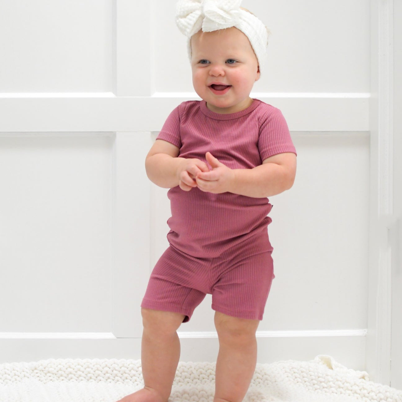 TWO PIECE SHORTIE SET- Mauve Ribbed - Bexa Boutique