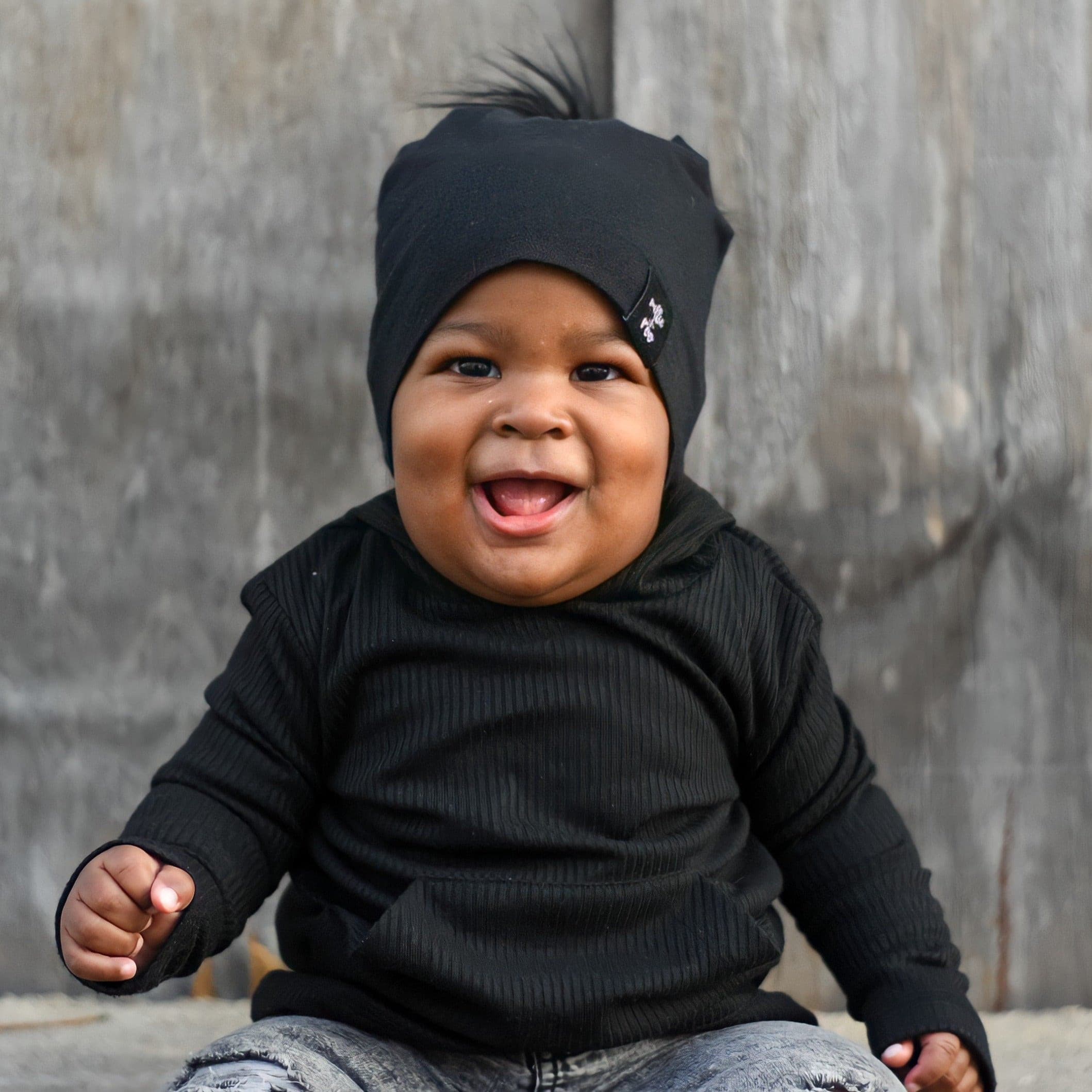 LONG SLEEVE HOODIE- Midnight Black - Bexa Boutique