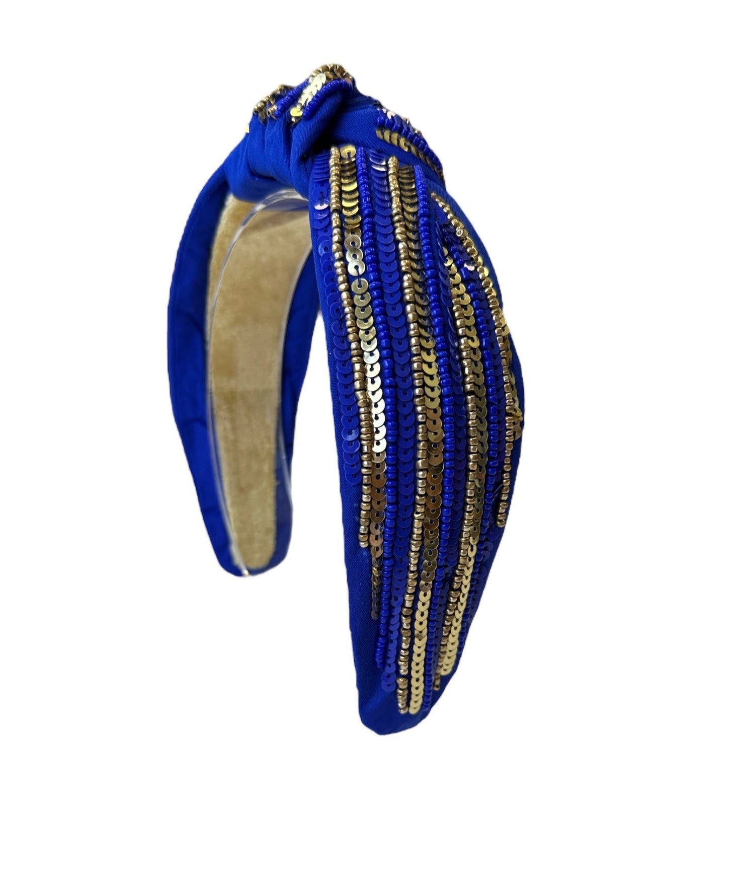 Headband Knot - Sequin Stripe - Royal Blue and Gold - Bexa Boutique