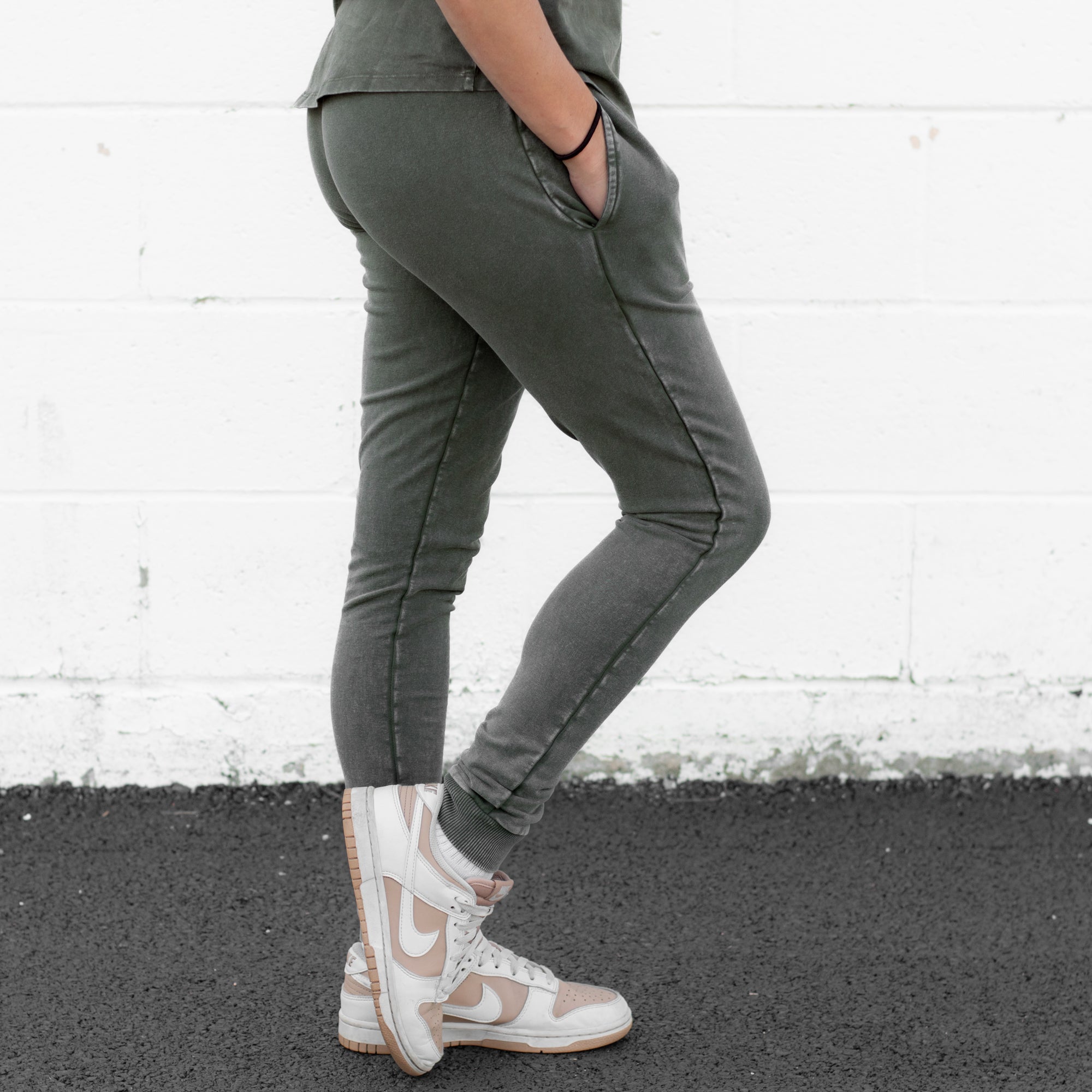 MAMA JOGGERS- Moss Snow Wash - Bexa Boutique