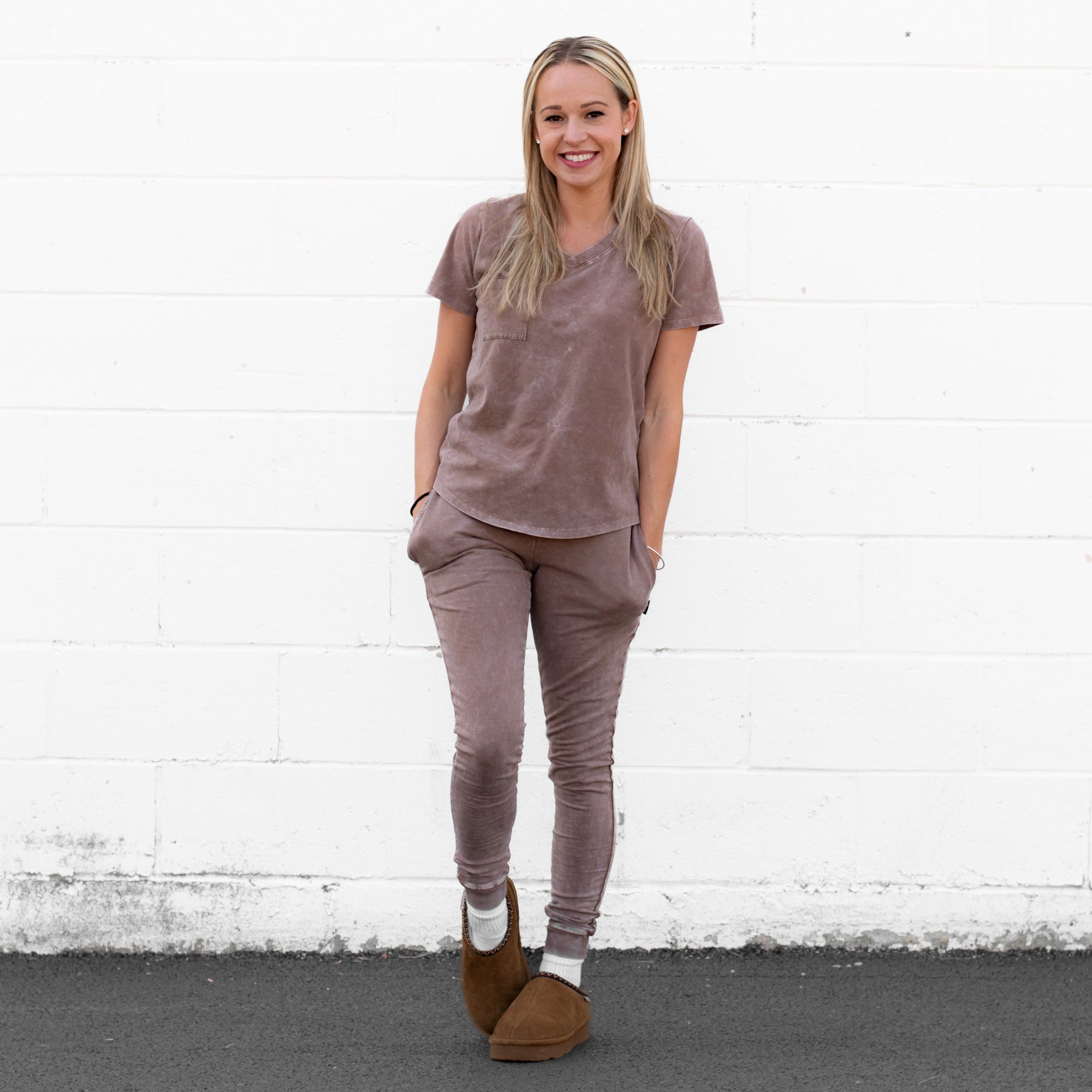 MAMA JOGGERS- Bark Snow Wash - Bexa Boutique