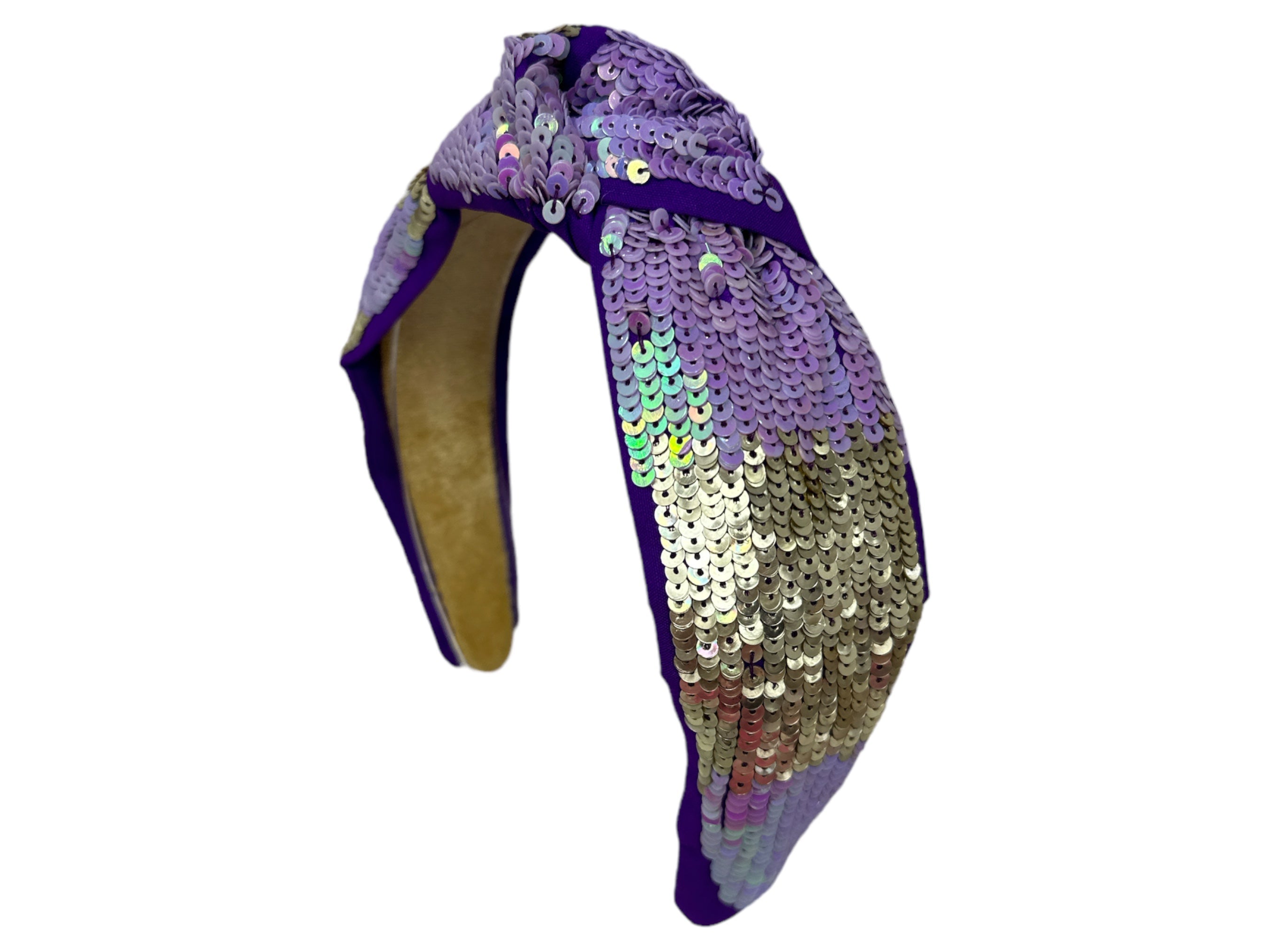 Headband Knot - Purple and Gold Color Block - Bexa Boutique