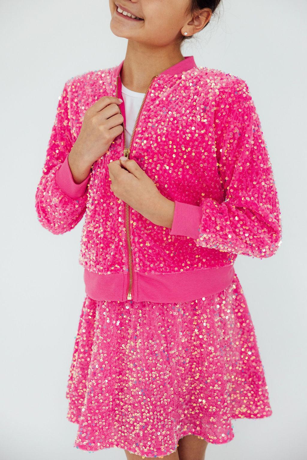 Pink Velvet Sequin Jacket - Bexa Boutique