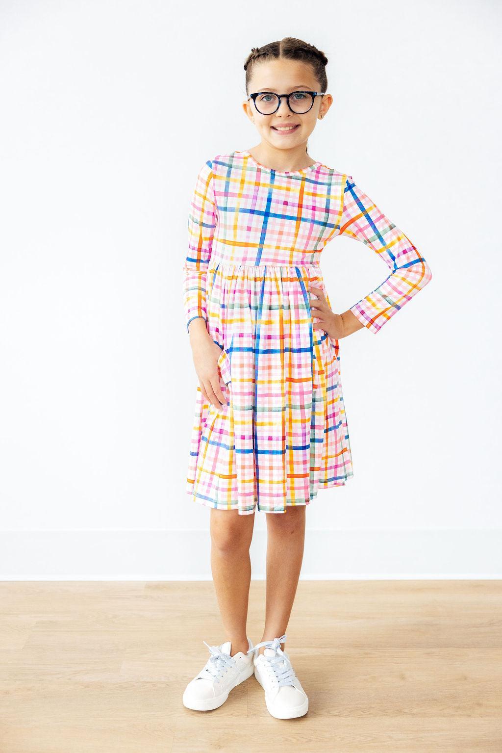 Plaid About You L/S Pocket Twirl Dress - Bexa Boutique