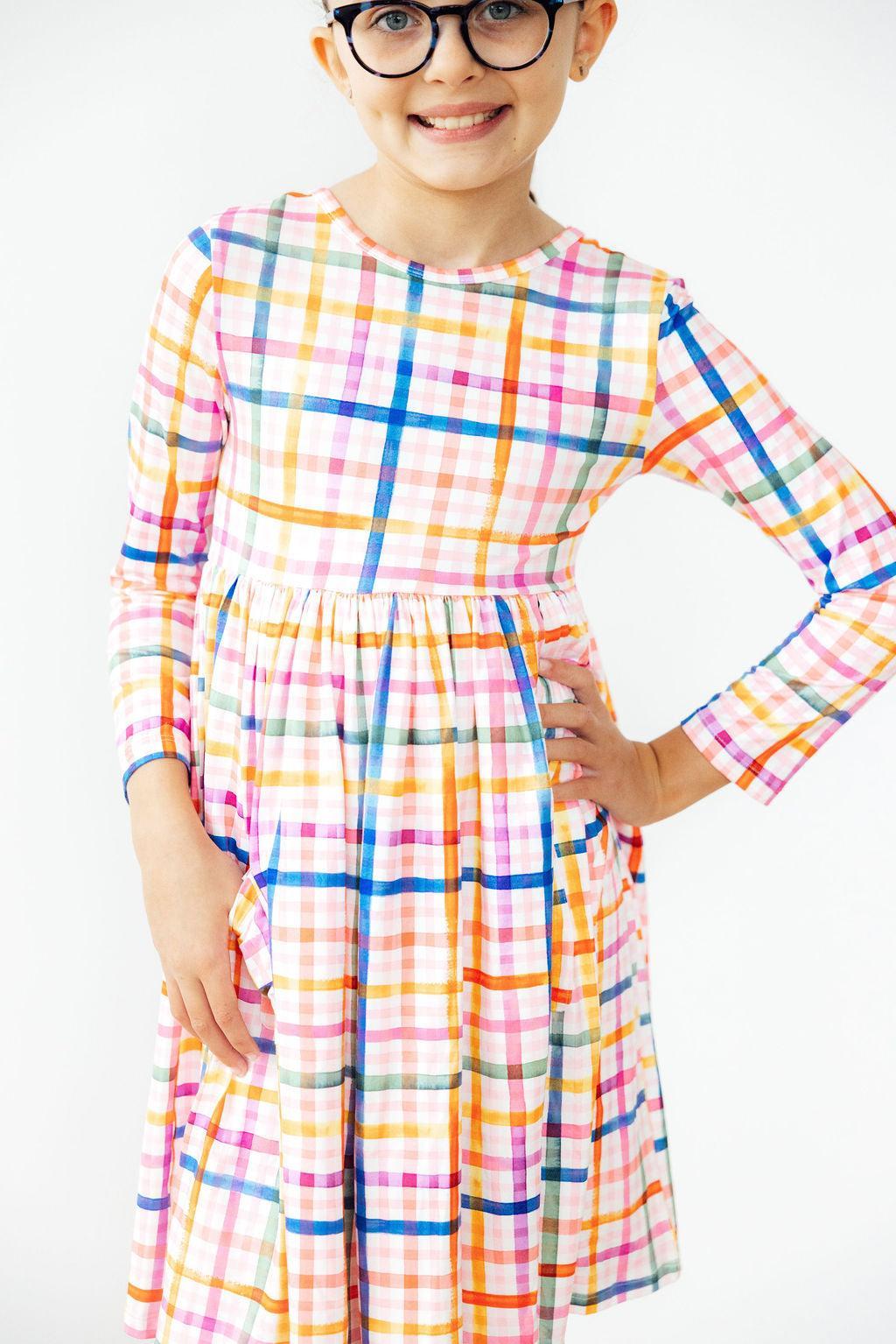 Plaid About You L/S Pocket Twirl Dress - Bexa Boutique