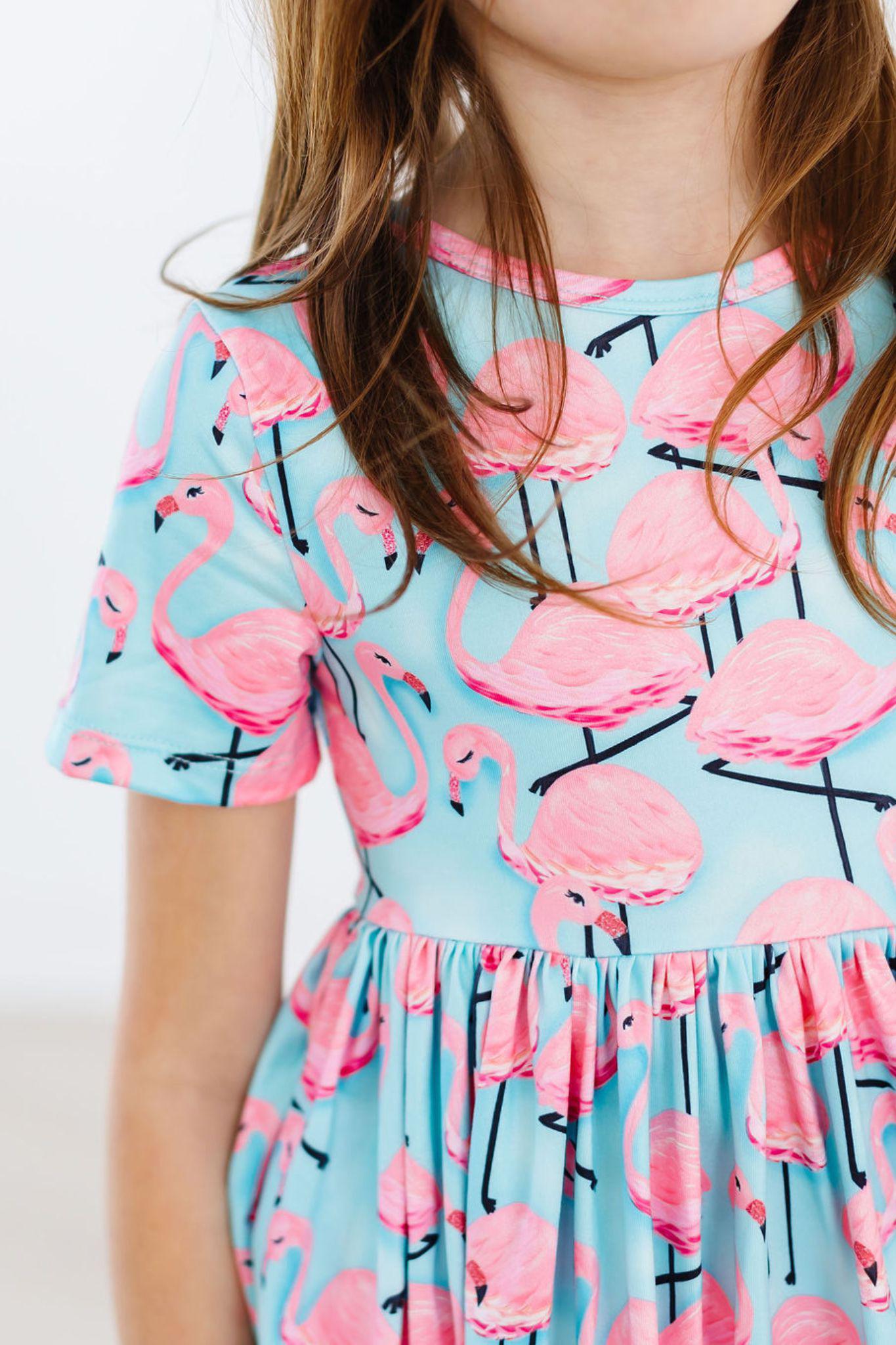 Pretty in Pink Flamingos S/S Pocket Twirl Dress - Bexa Boutique
