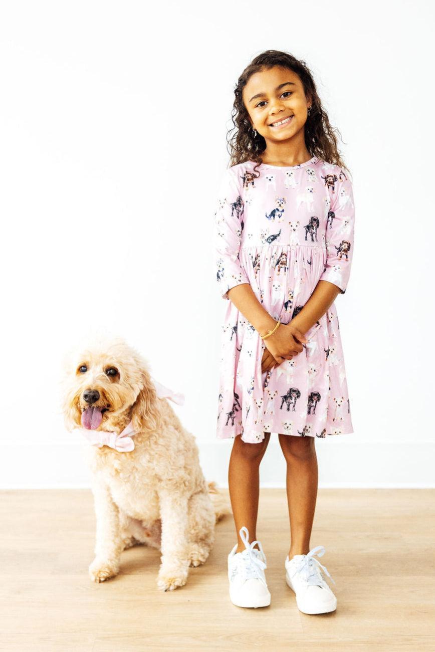 Puppy Kisses 3/4 Sleeve Pocket Twirl Dress - Bexa Boutique