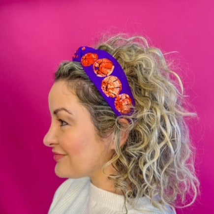 Headband Knot - Basketball - Purple - Bexa Boutique