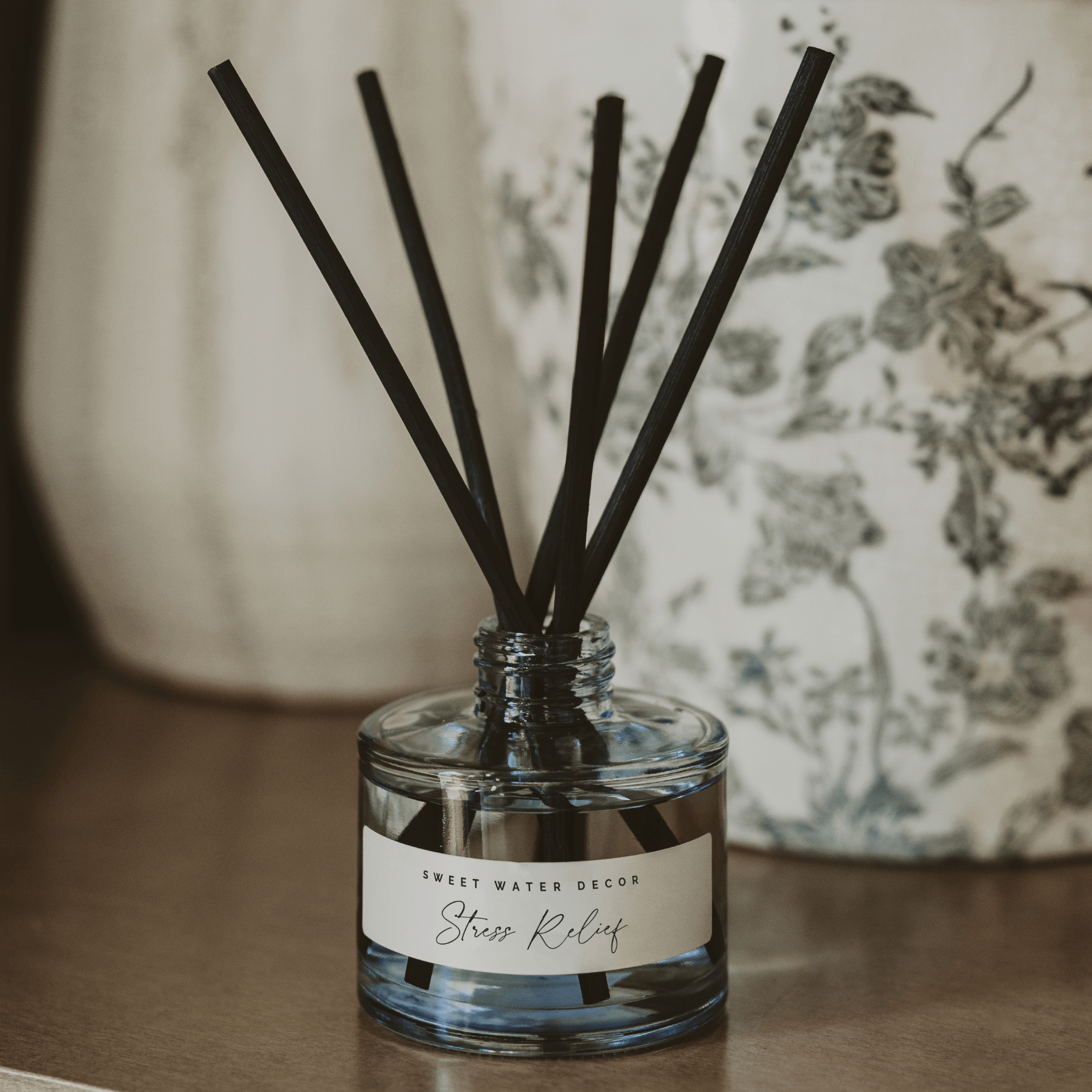 Stress Relief Blue Tinted Glass Jar Reed Diffuser - Bexa Boutique