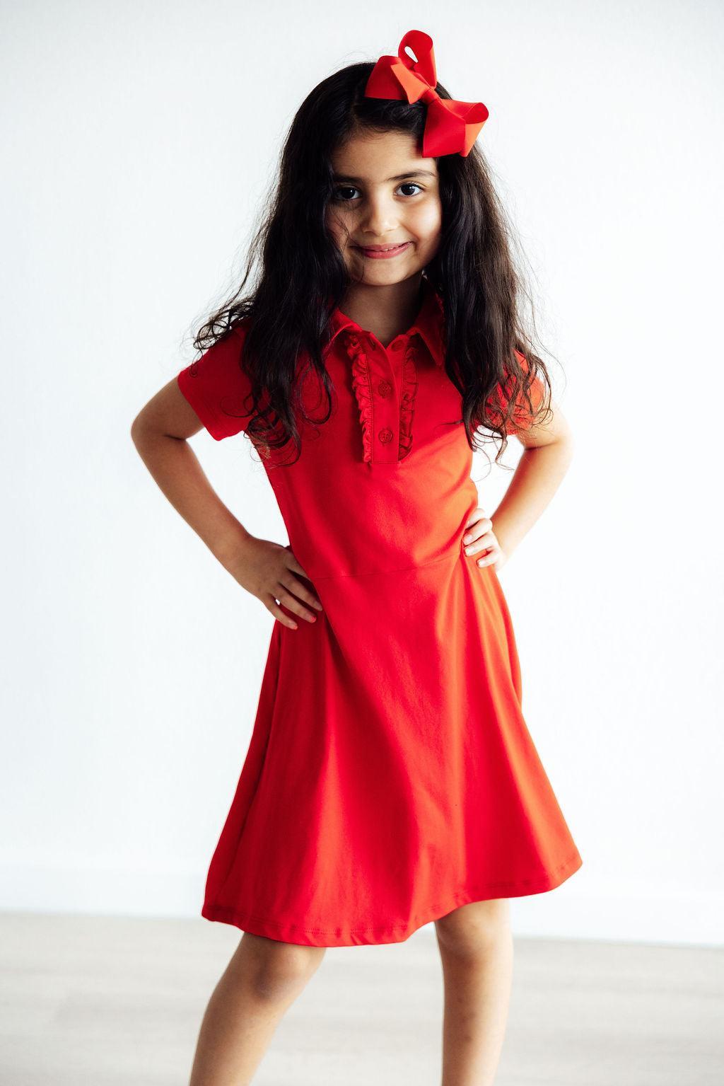 Red S/S Polo Dress - Bexa Boutique