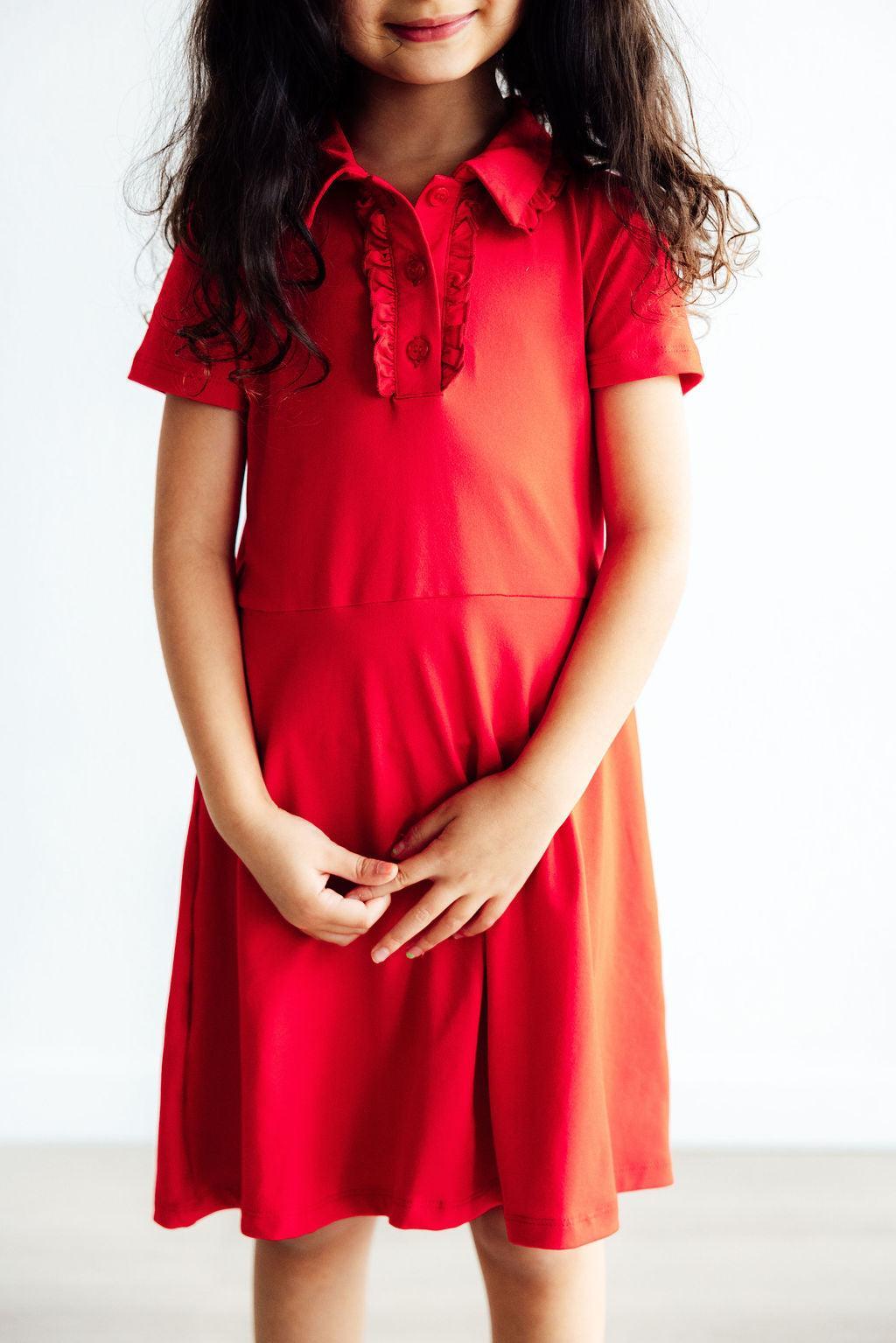 Red S/S Polo Dress - Bexa Boutique