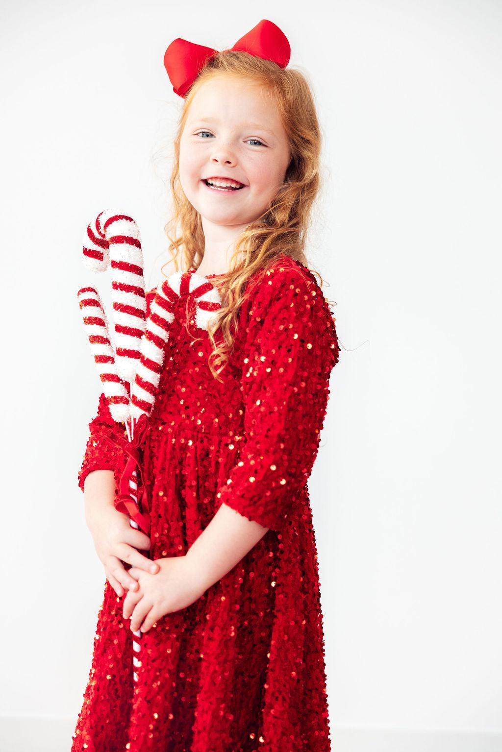 Red Velvet Sequin Dress - Bexa Boutique