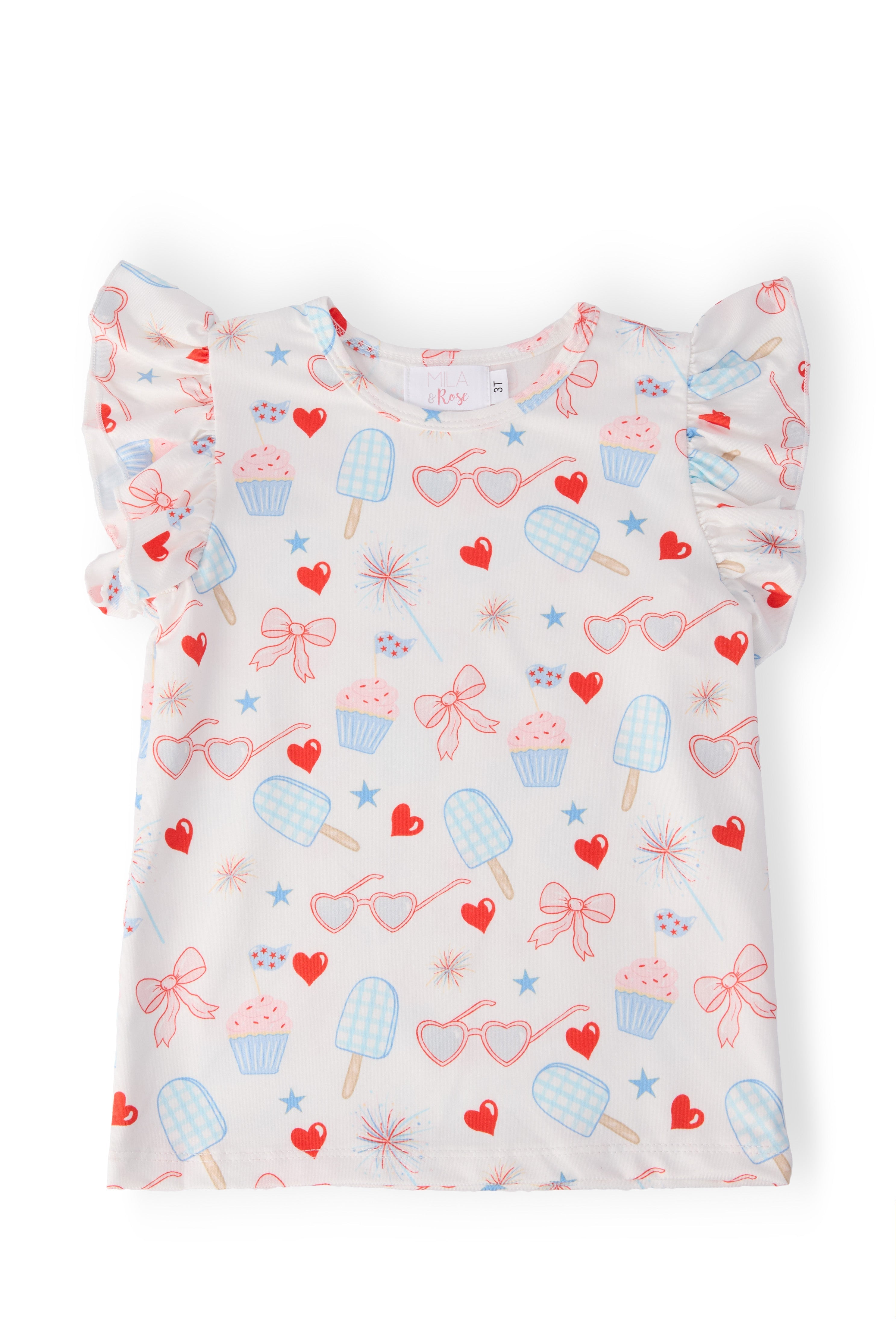Red, White, & Sweet S/S Ruffle Tee - Bexa Boutique