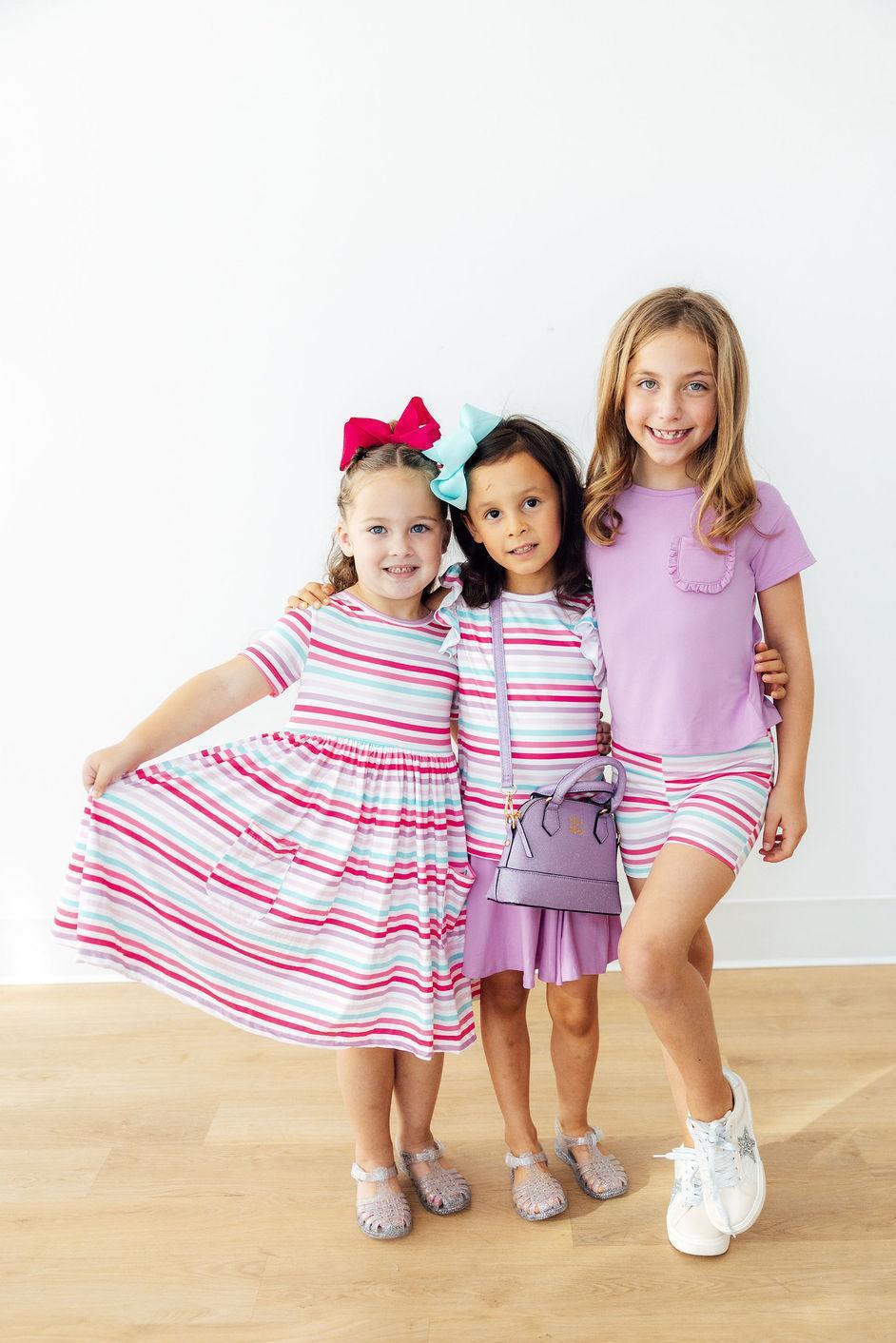 Pastel Stripes S/S Pocket Twirl Dress - Bexa Boutique